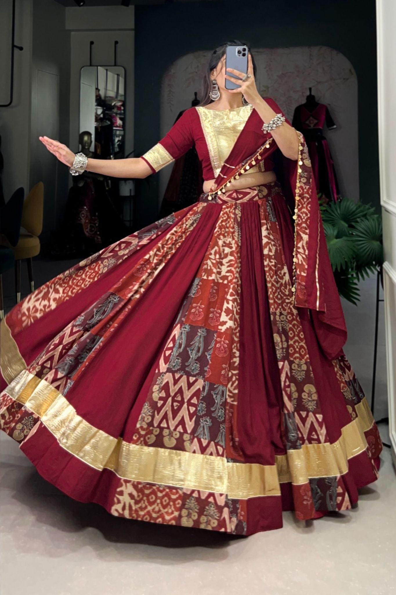 Printed With Embossed Design Lehenga Choli