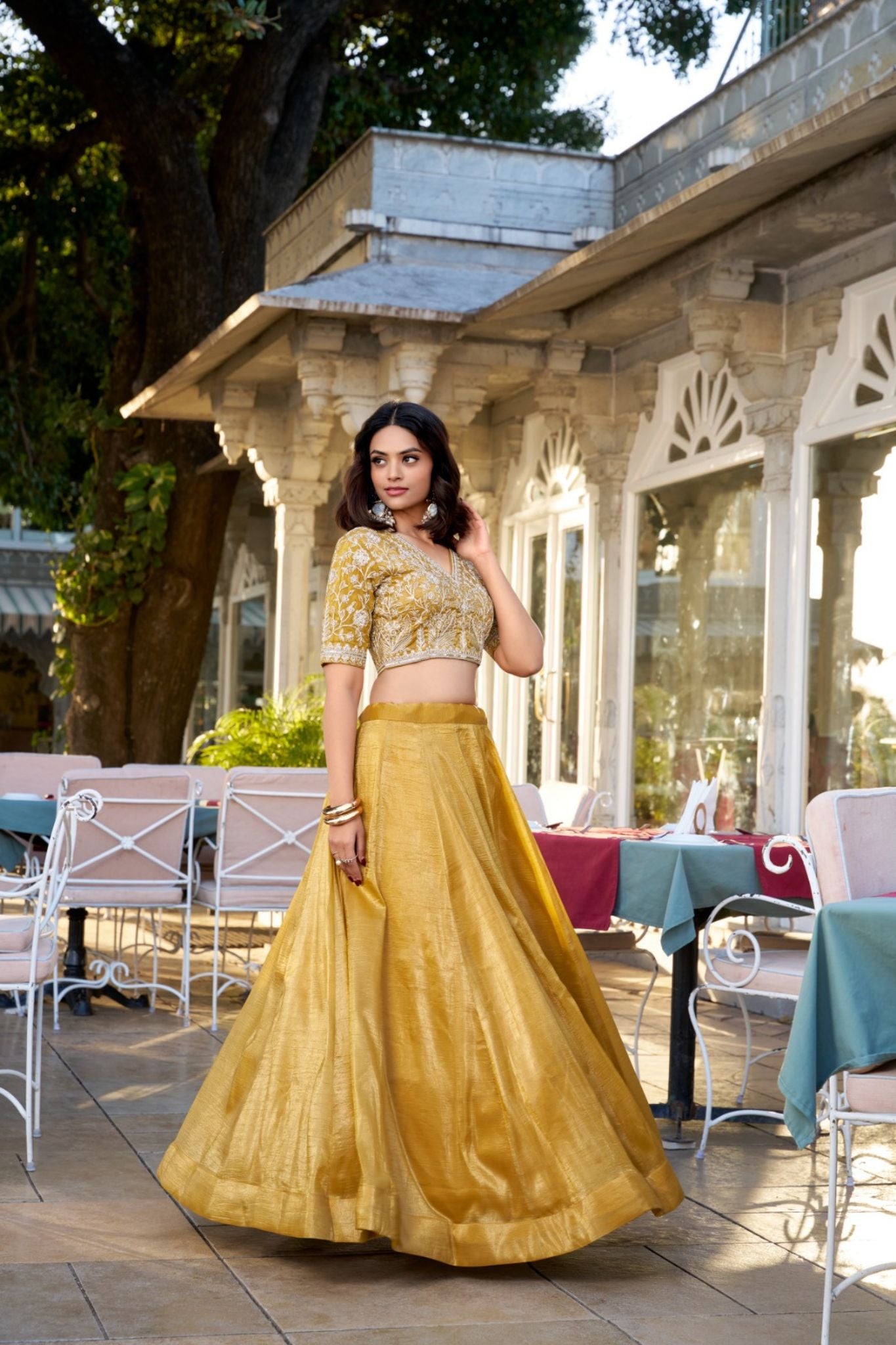 Goldie Sequins With Tread Embroidered Golden Lehenga Choli