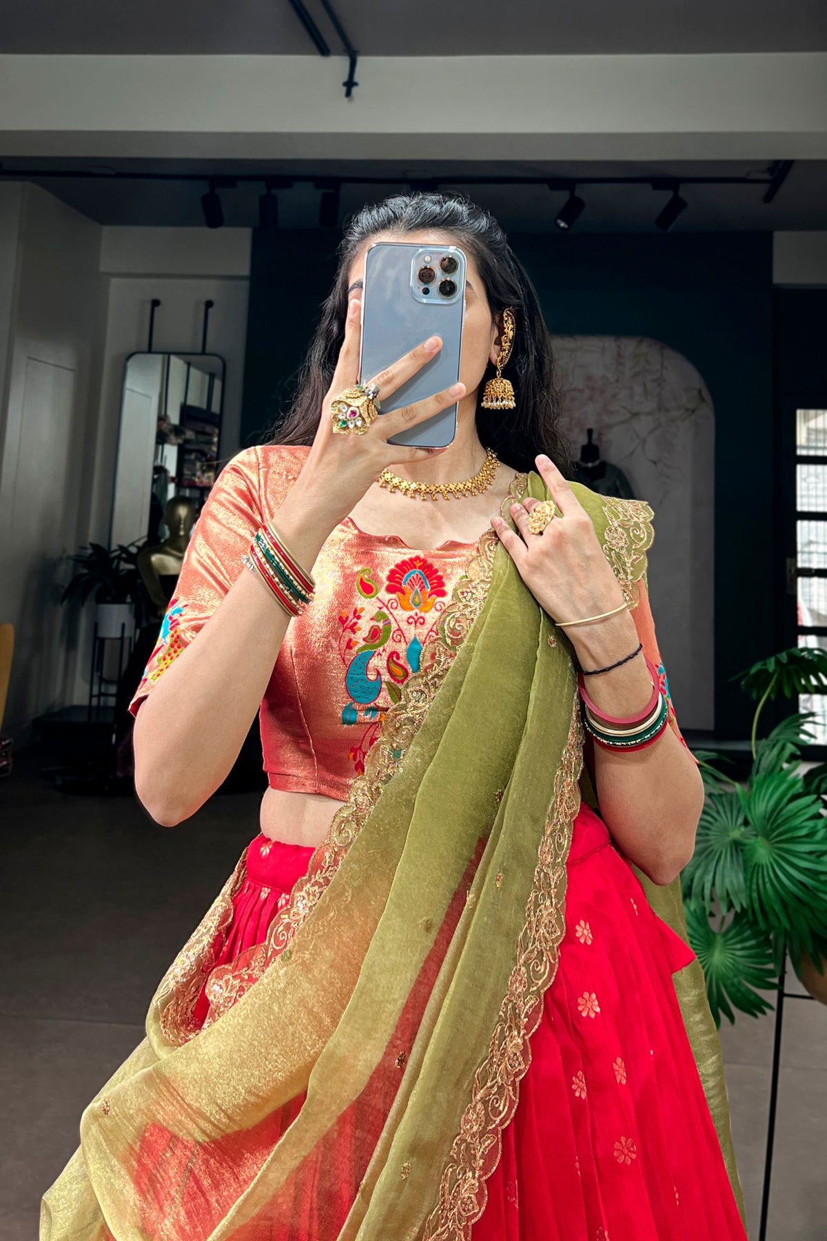 Red Paithani Jacquard Silk Designer Lehenga Choli