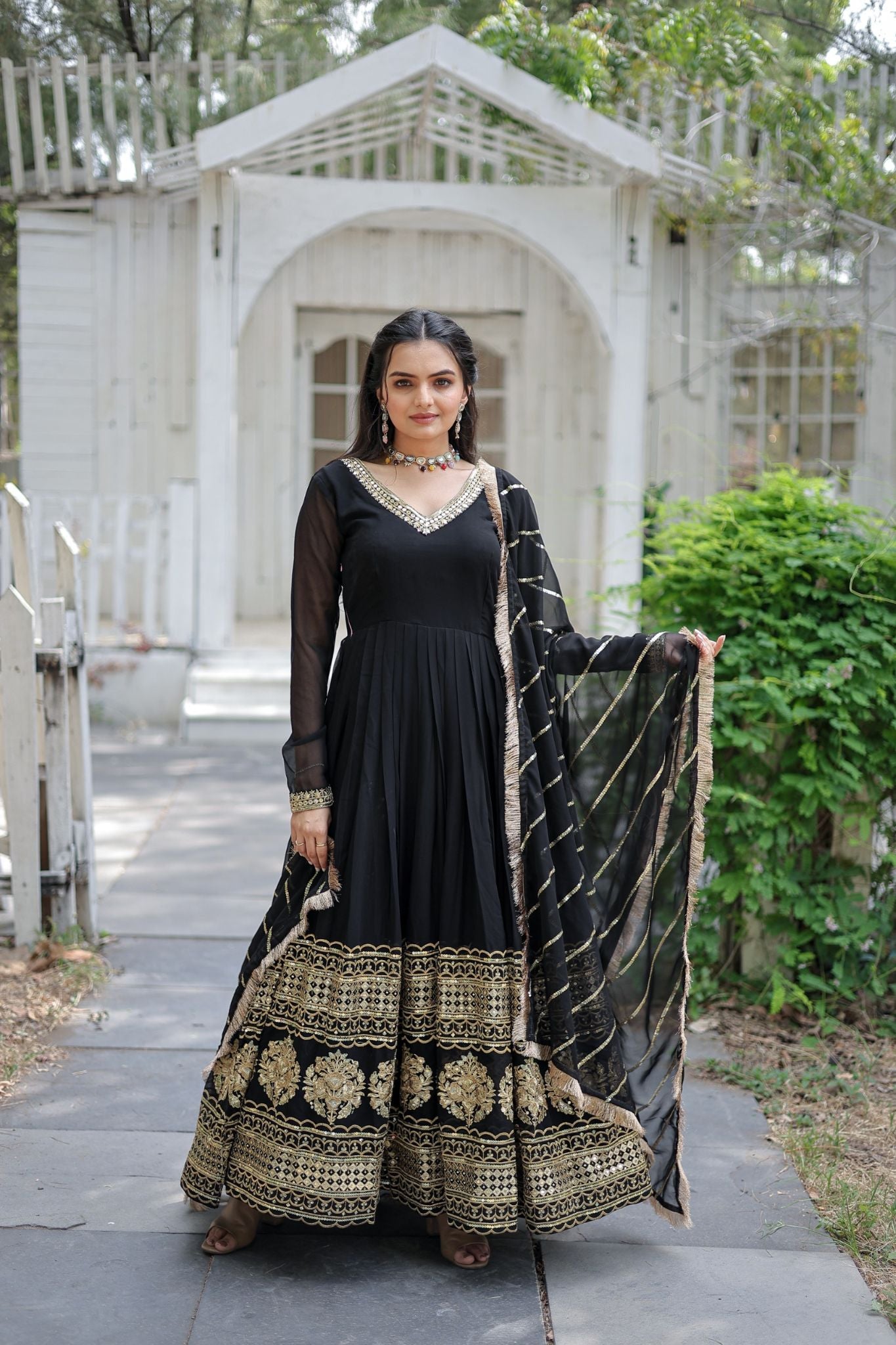 Buy Rani Cotton Embroidered Koti Style Gown For Women | Gown Desigsn 2022 –  Gunj Fashion