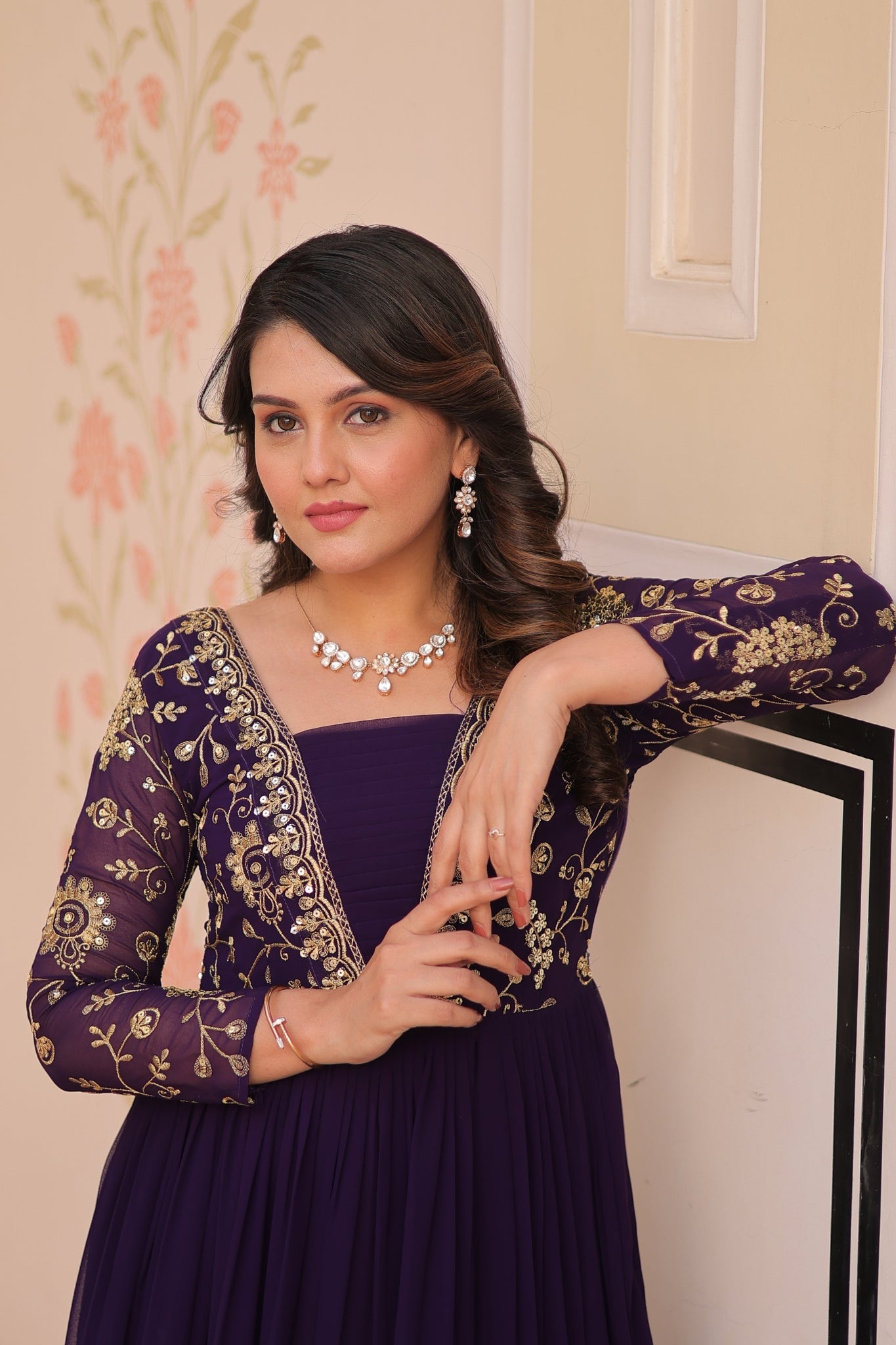 Sequins Zari Embroidered Work Wedding Designer Gown