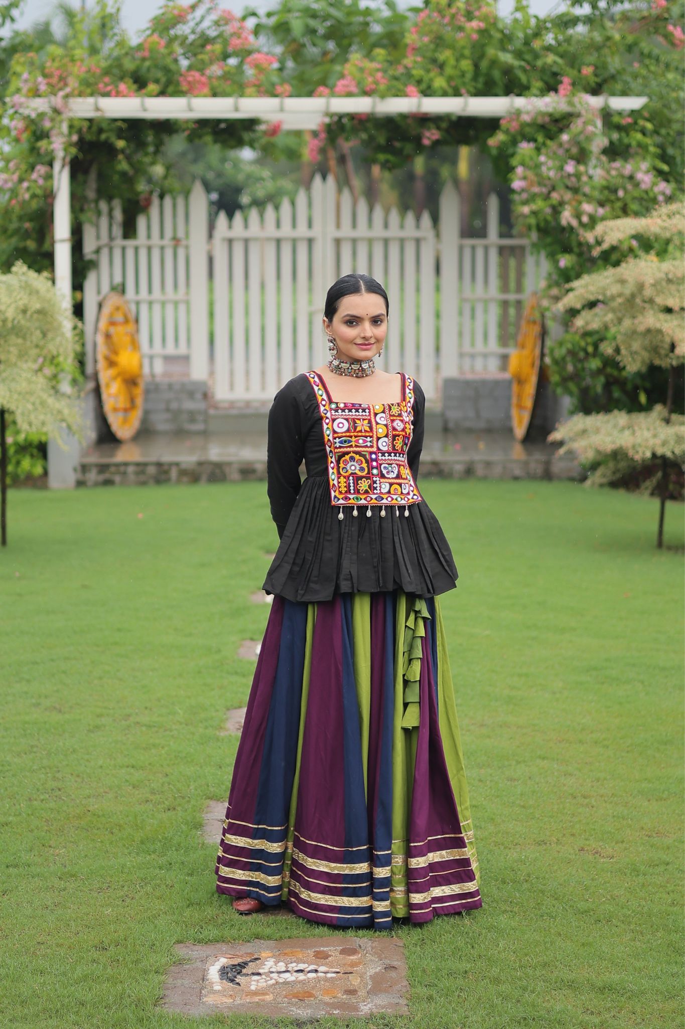 Navratri Special Rayon Kutchi Gamthi Work Traditional Lehenga Choli