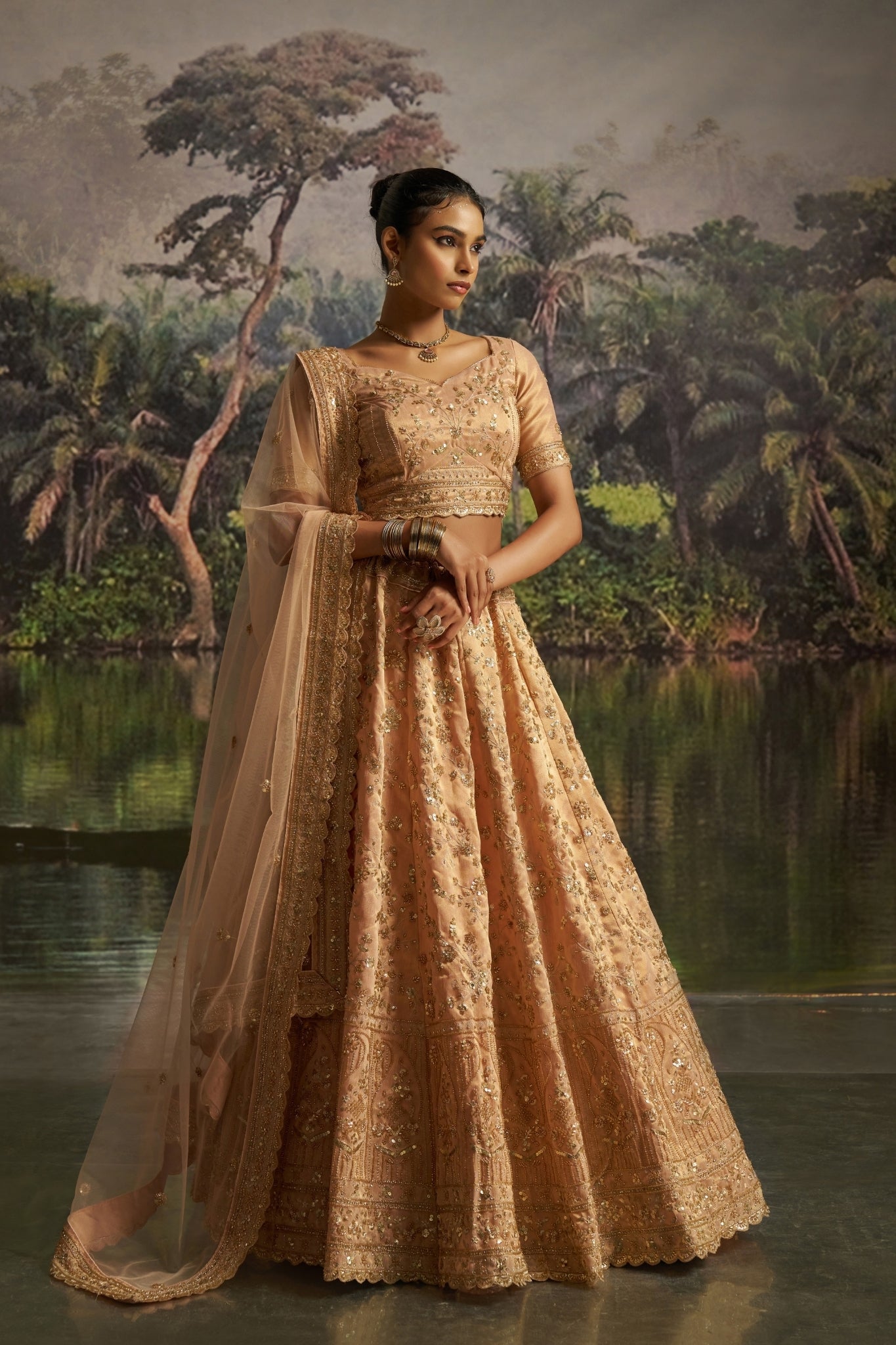 Peach Gota Silk Designer Luxury Lehenga Set