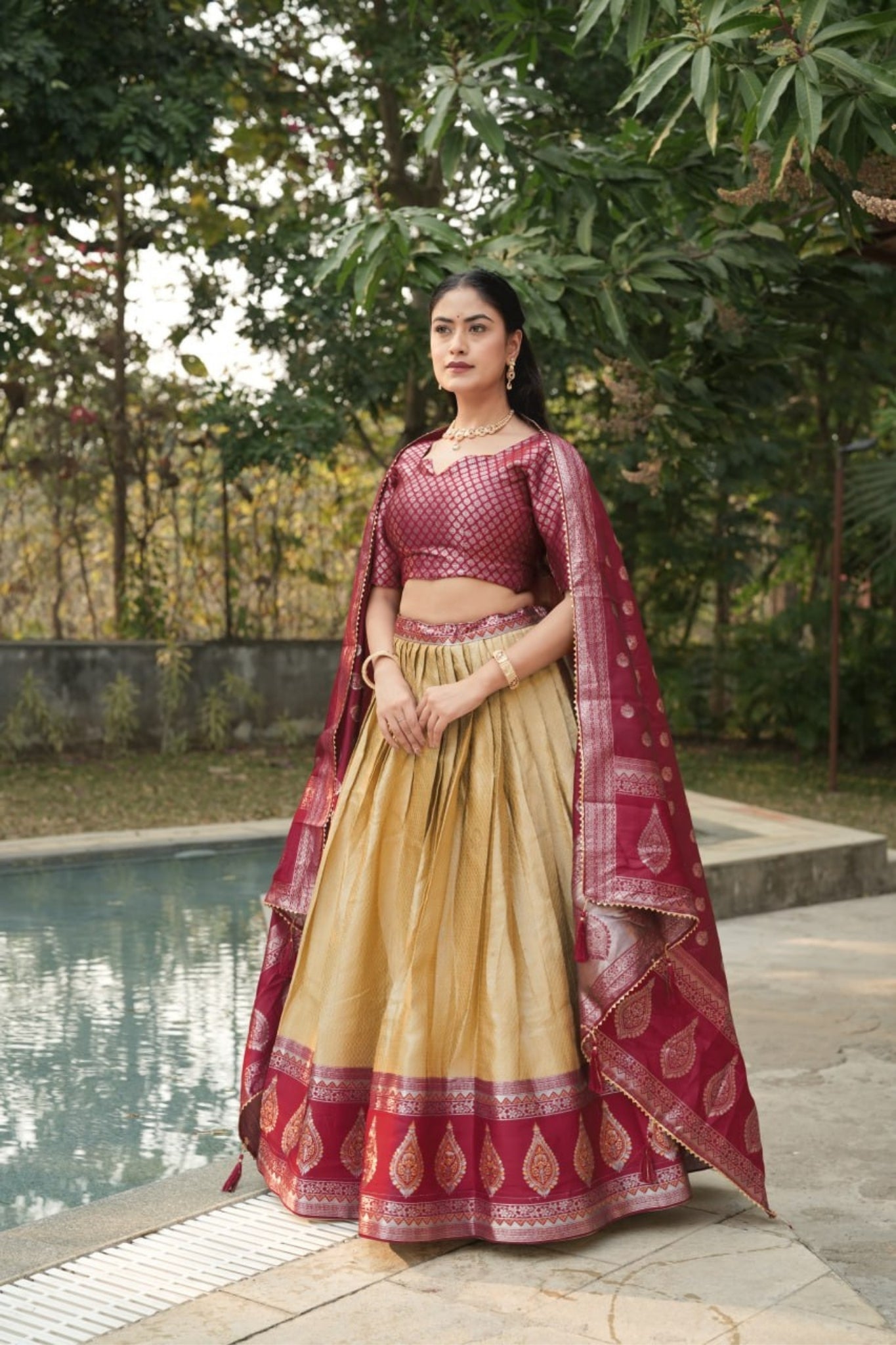 Royal Banarasi Silk Lehenga Choli With Contrast Dupatta For Wedding And Festive Wear