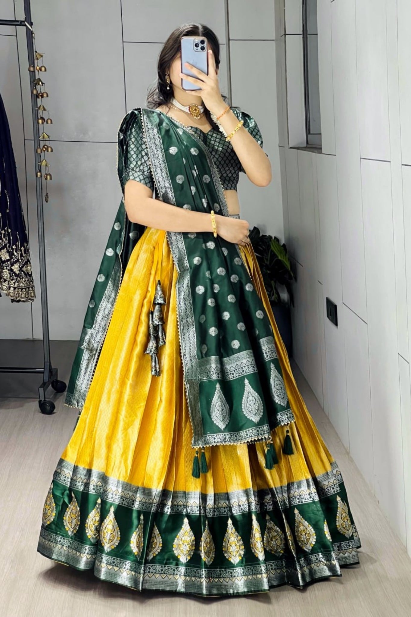 Royal Banarasi Silk Lehenga Choli With Contrast Dupatta For Wedding And Festive Wear