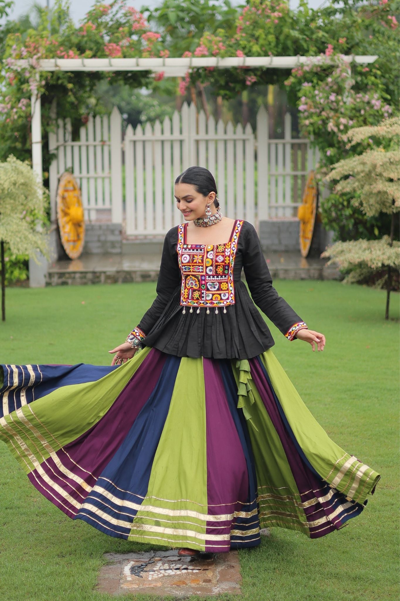 Navratri Special Rayon Kutchi Gamthi Work Traditional Lehenga Choli