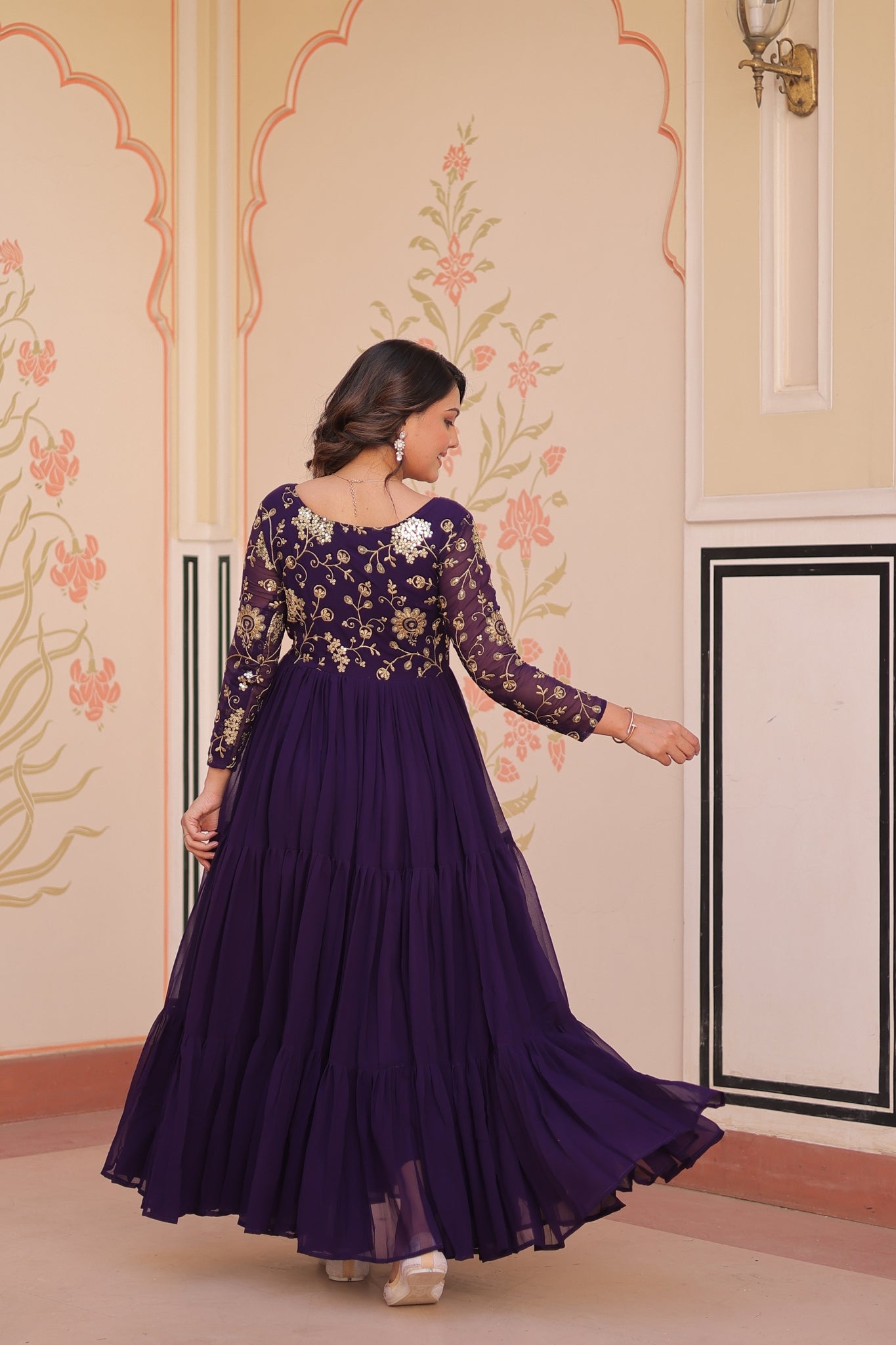 Sequins Zari Embroidered Work Wedding Designer Gown