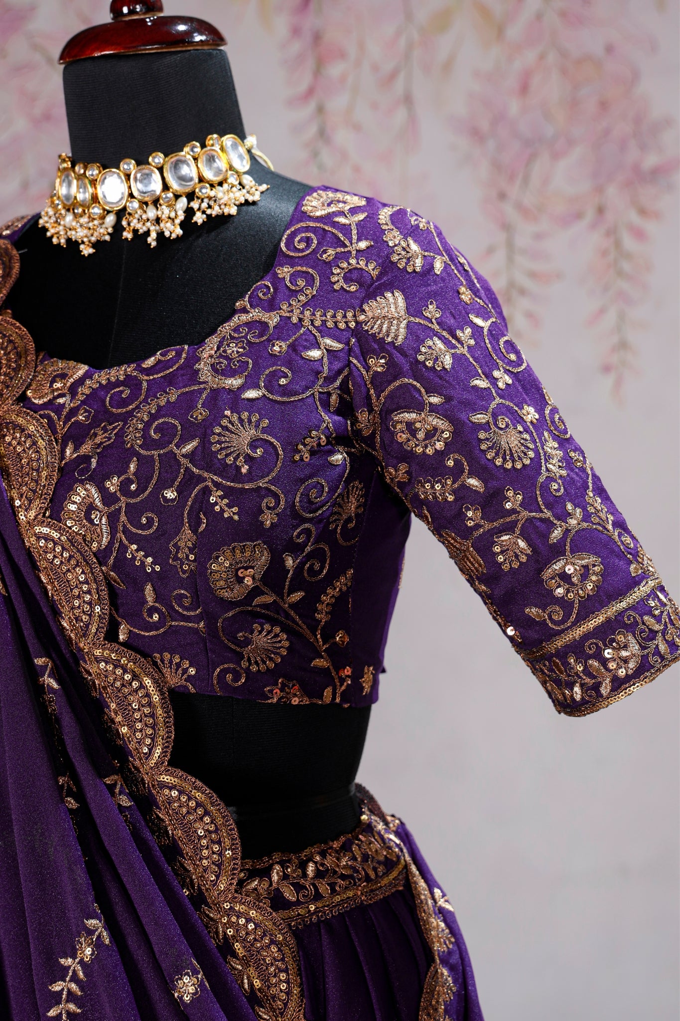 Royal Purple Star Georgette Lehenga Choli Set For Women