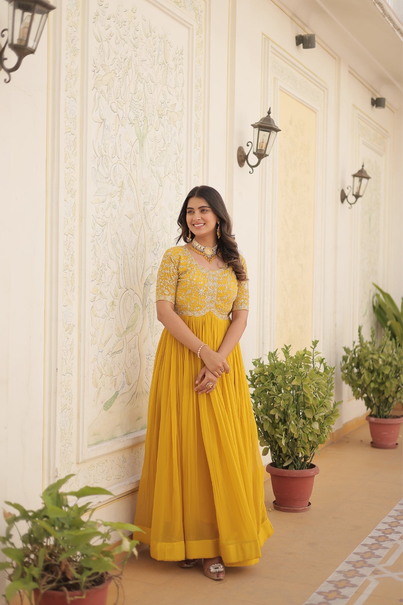 Designer Embroidery Zari Sequins Work Gown Set