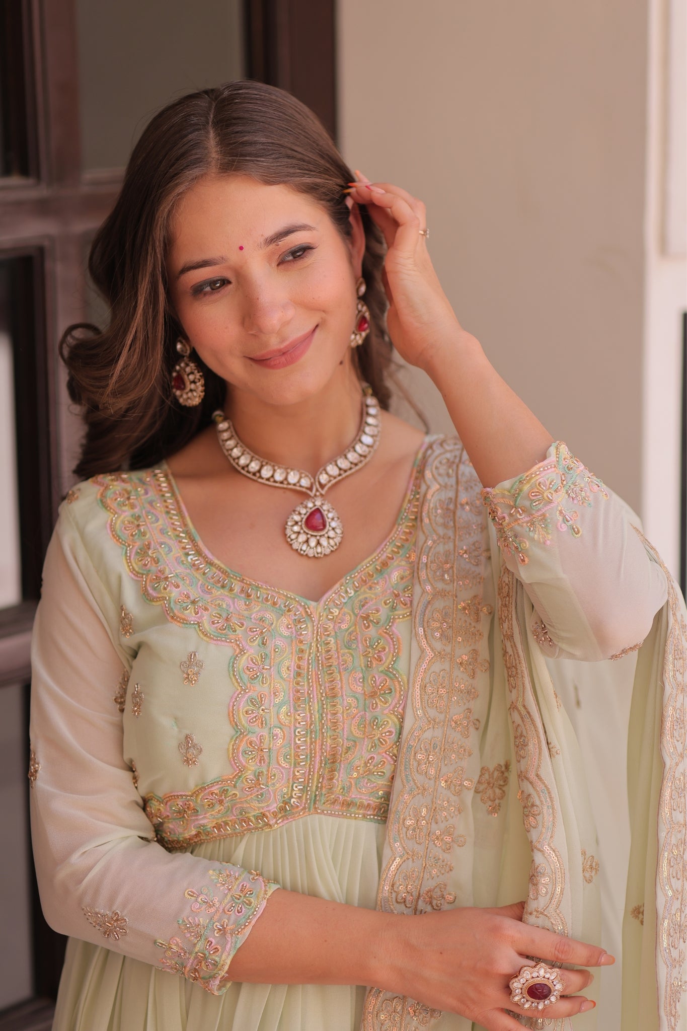 Designer Georgette Gown With Sequins Elegance
