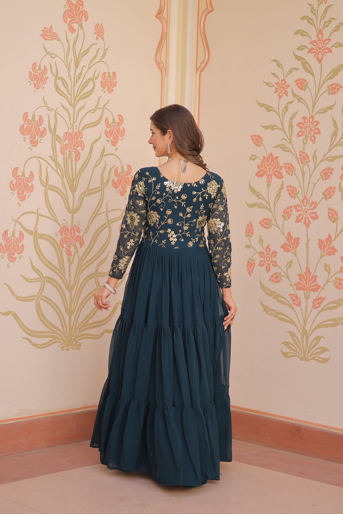 Sequins Zari Embroidered Work Wedding Designer Gown