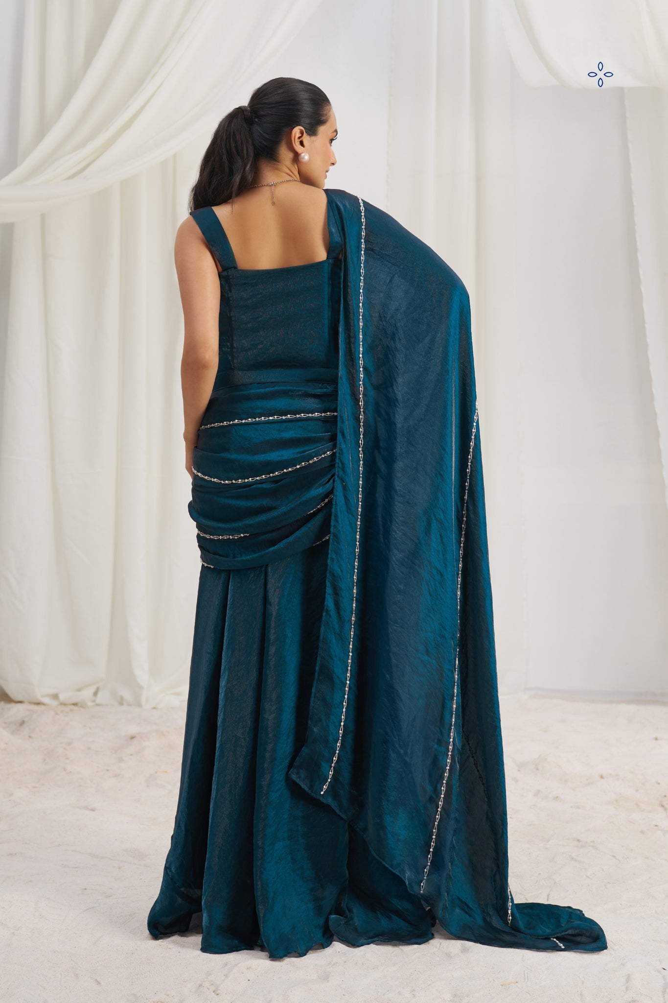 Midnight Luxe Organza Saree With Signature Handwork