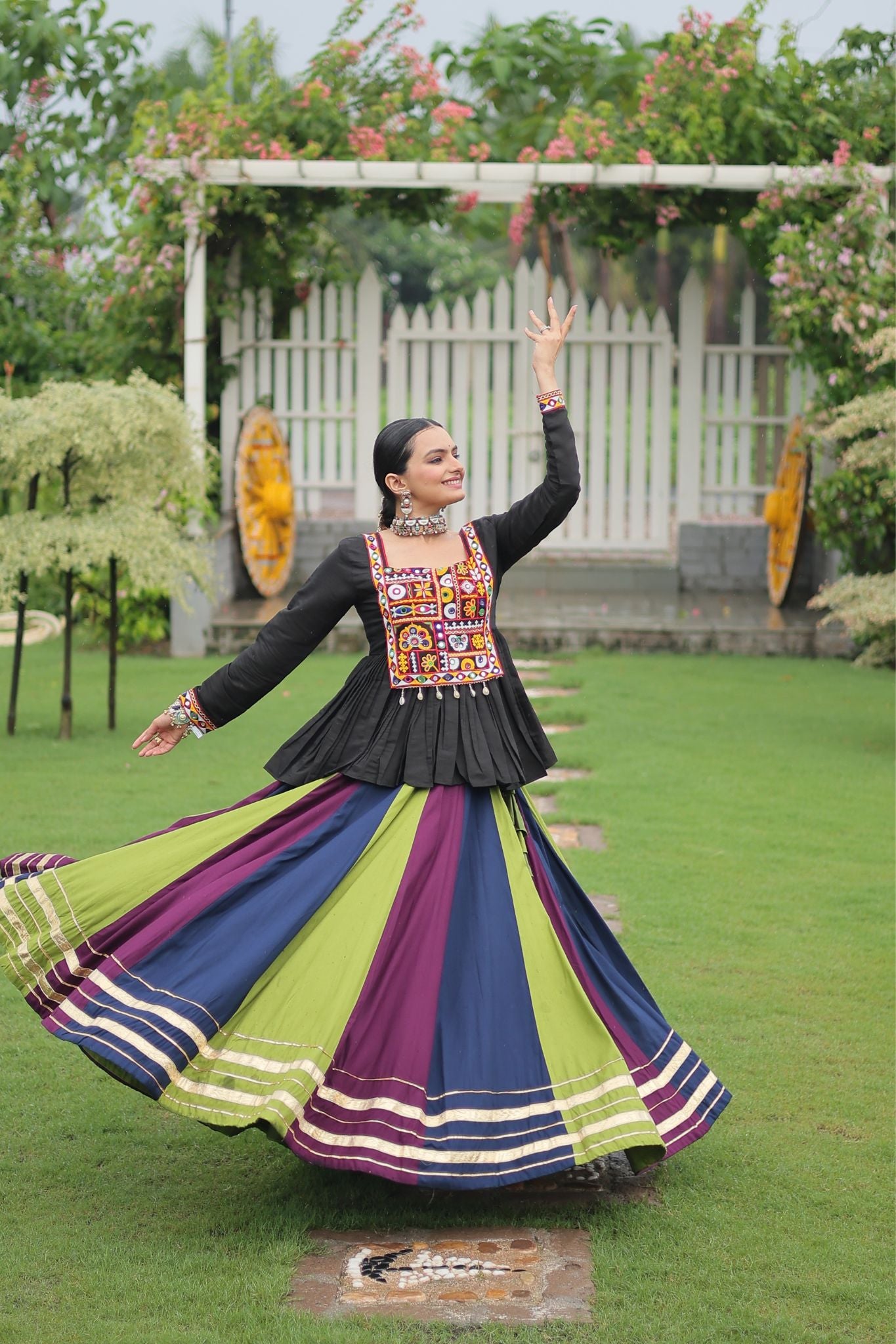 Navratri Special Rayon Kutchi Gamthi Work Traditional Lehenga Choli