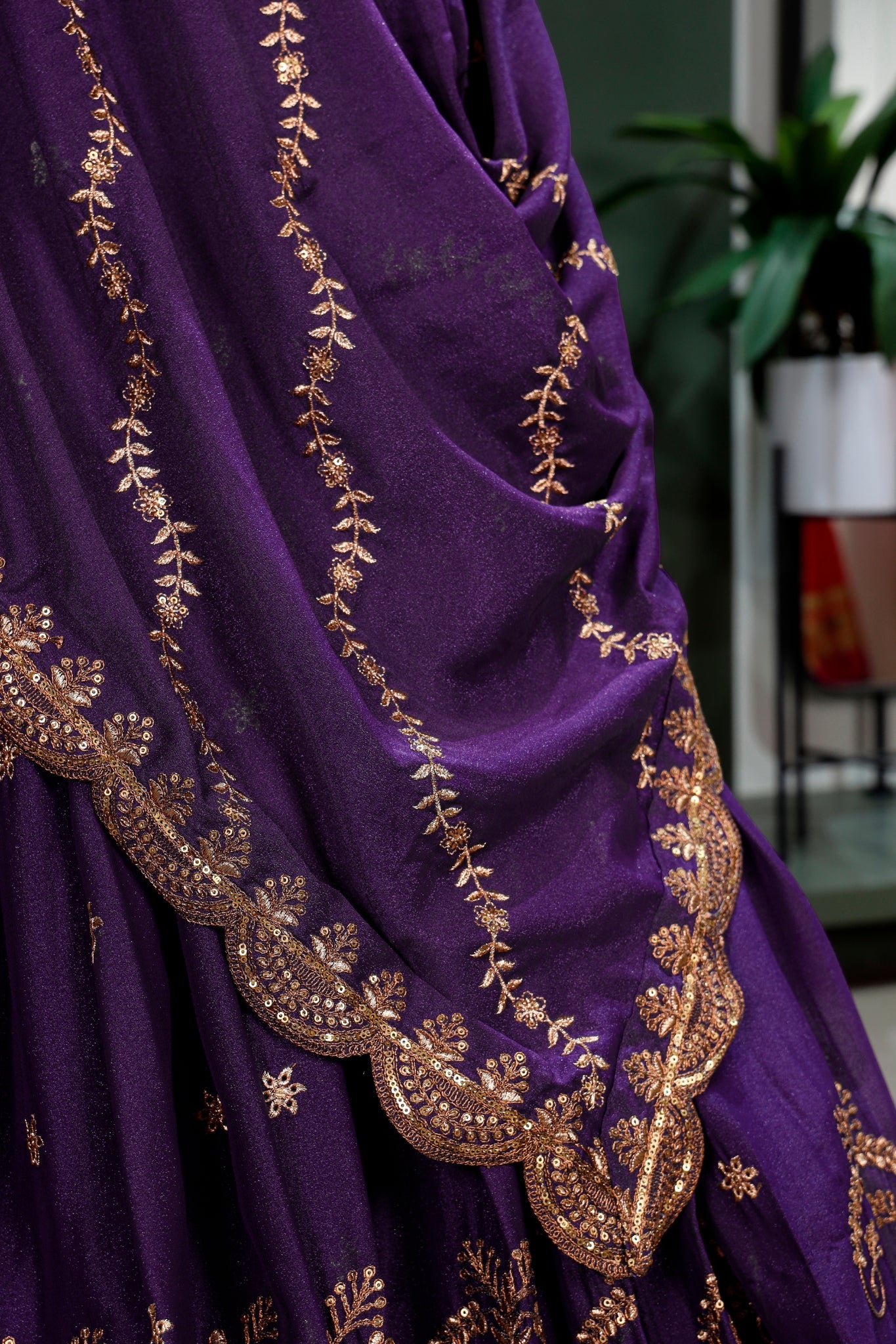 Royal Purple Star Georgette Lehenga Choli Set For Women