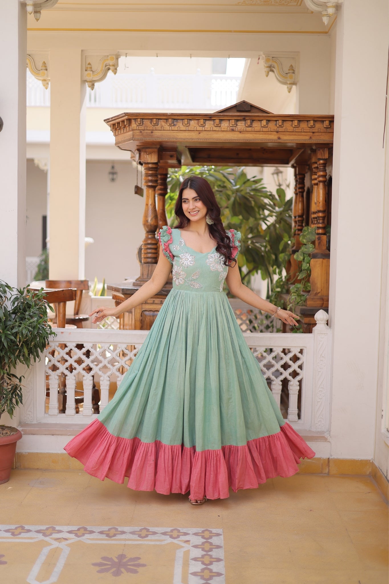 Ethnic Embroidered Anarkali Dress For Women