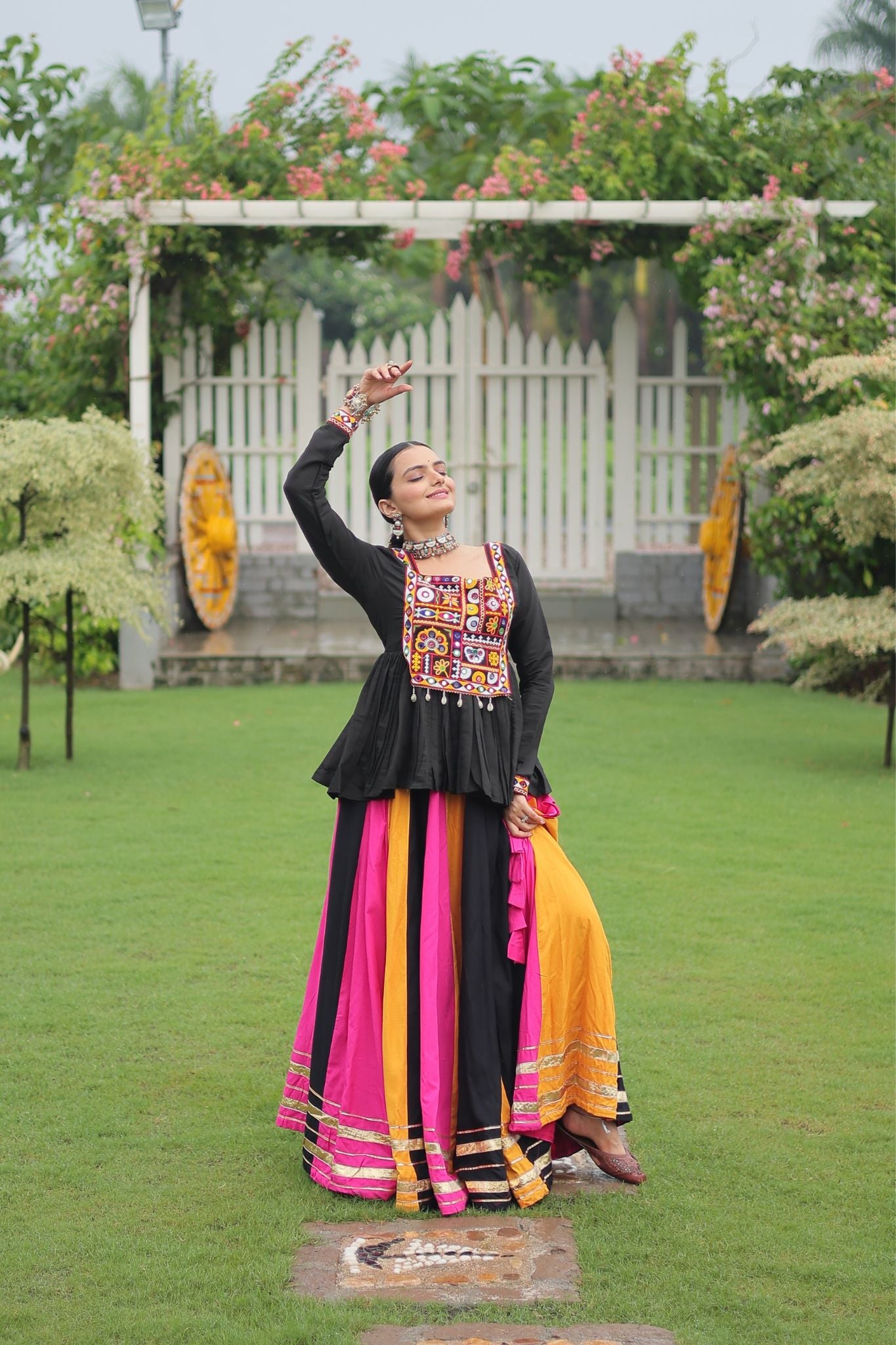 Navratri Special Rayon Kutchi Gamthi Work Traditional Lehenga Choli