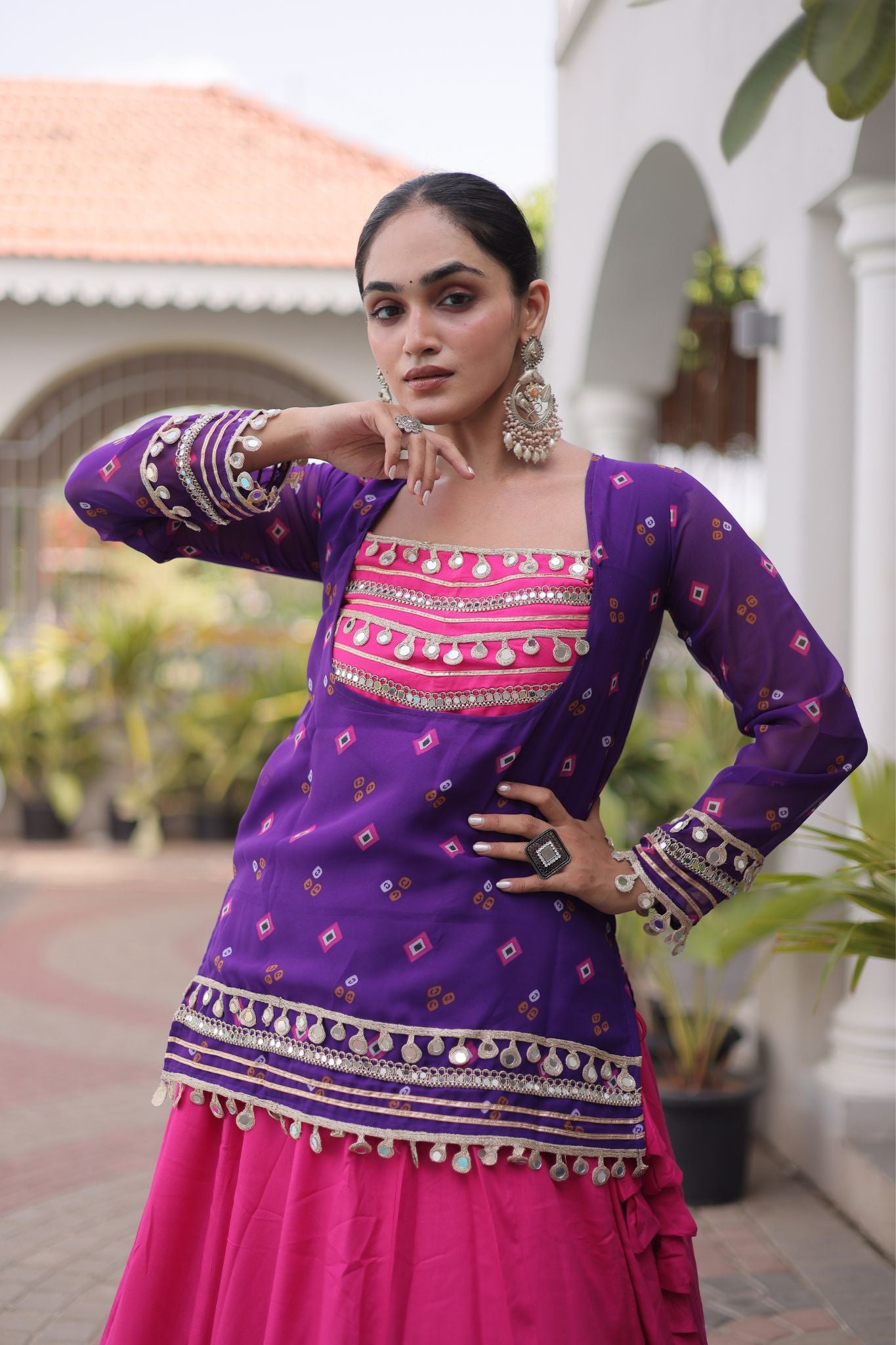 Raasrang Special Navratri Designer Lehenga Choli With Bandhani Printed Jacket For Women
