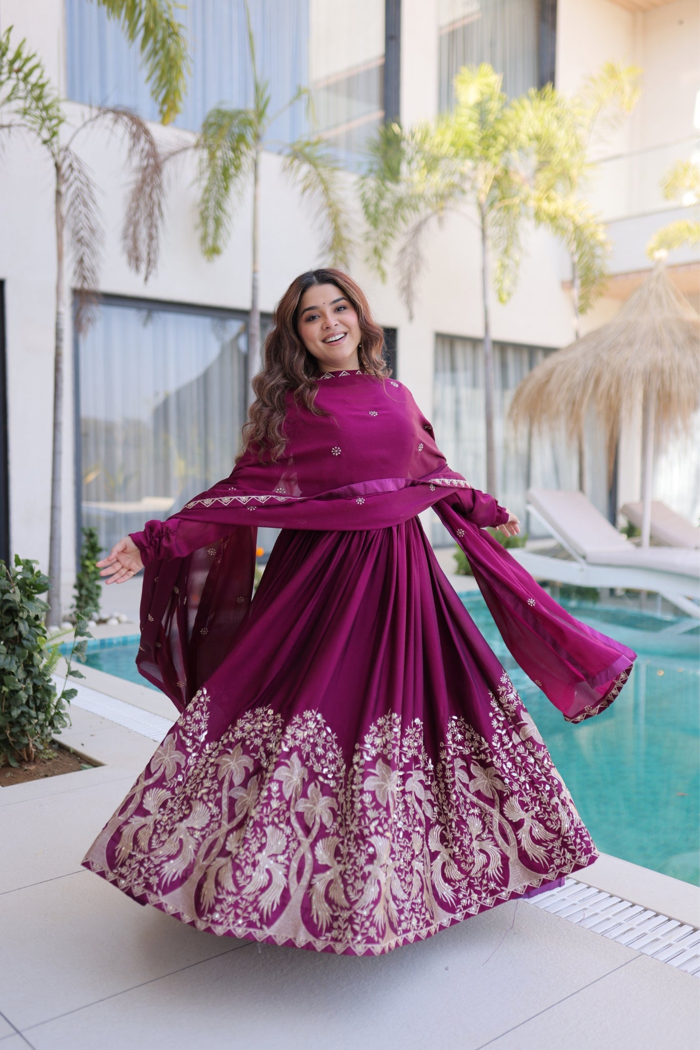 Rangoli Crush Sequins Multi Embroidery Anarkali Suit With Dupatta