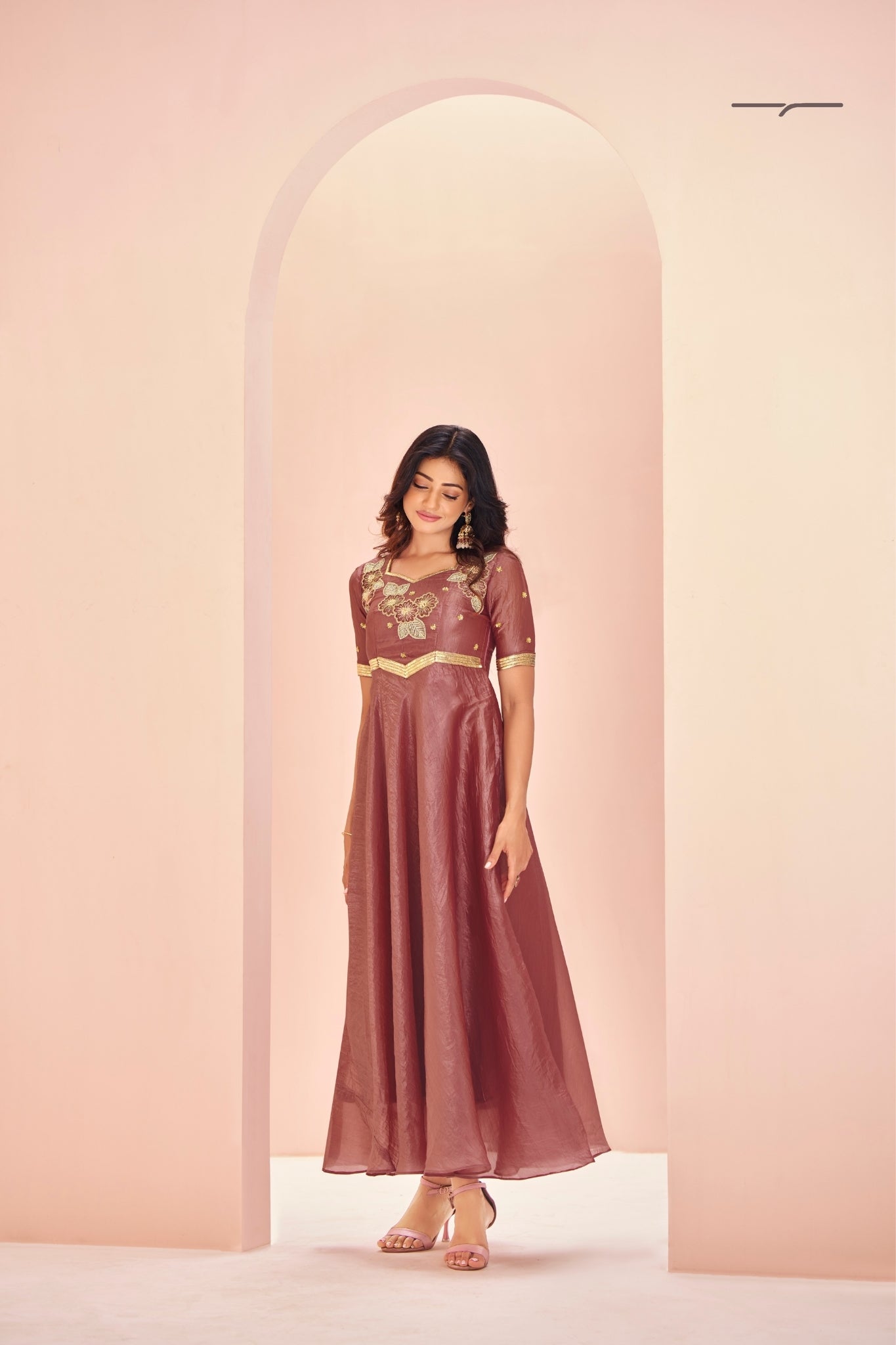 Coral Luxe Organza Handwork With Embroidered Anarkali