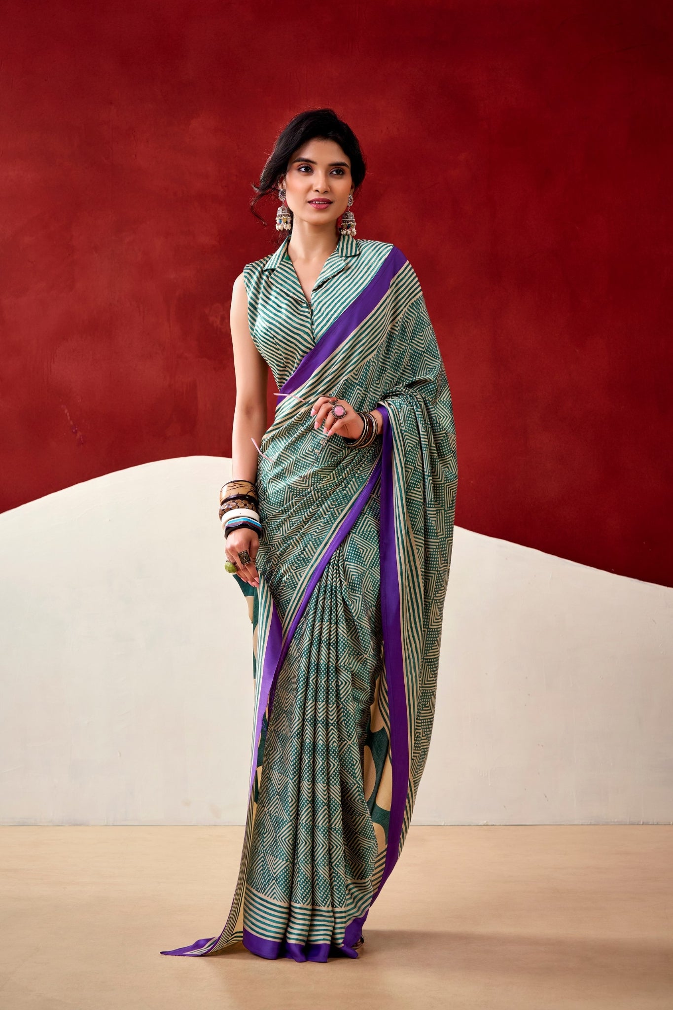 Soft Dull Silk Printed Saree With Elegant Border