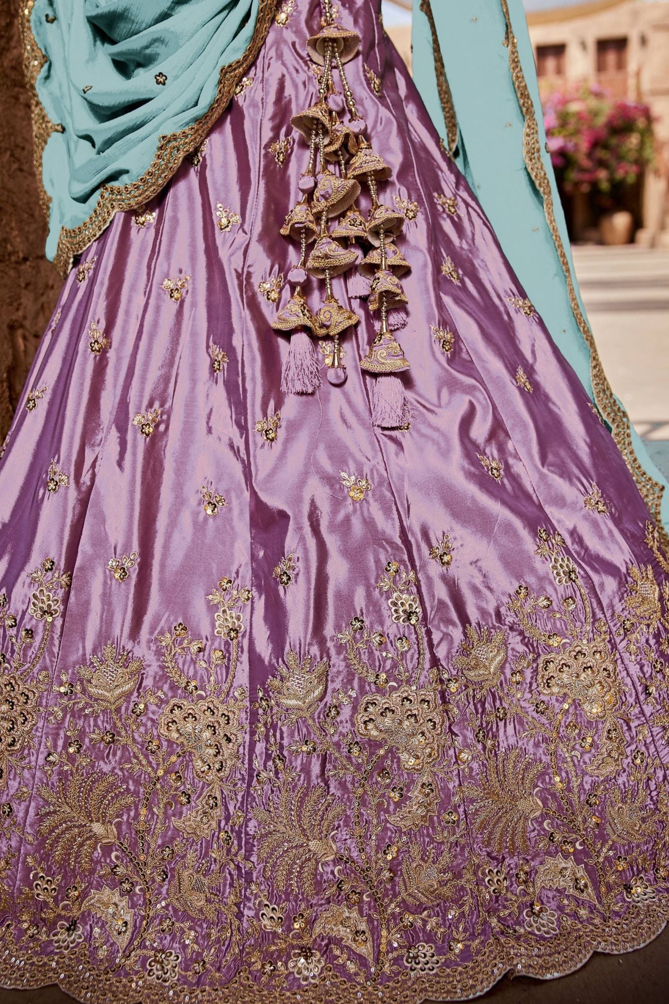 Lavender Purple Designer Art Silk Wedding Lehenga Choli