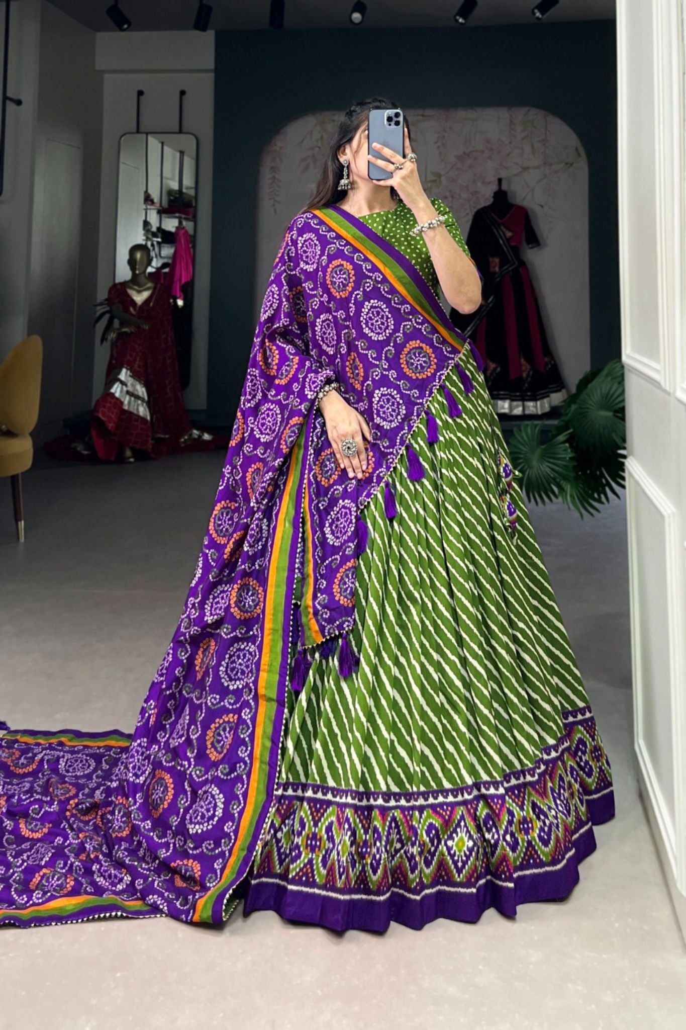 Gorgeous Patola Leheriyu Print Lehenga Choli