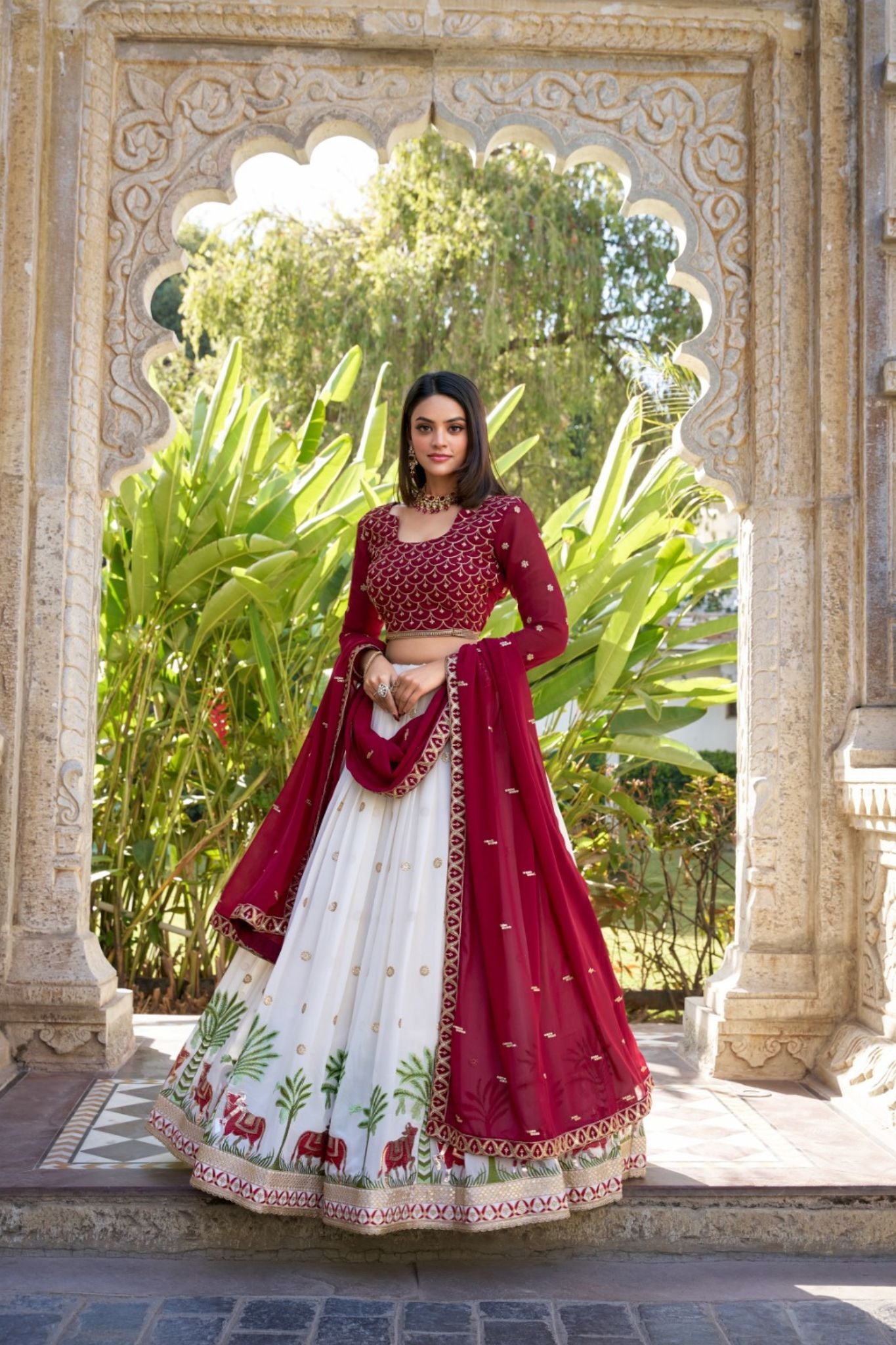 Georgette Sequins Thread Embroidered Beautiful Wedding Lehenga Choli