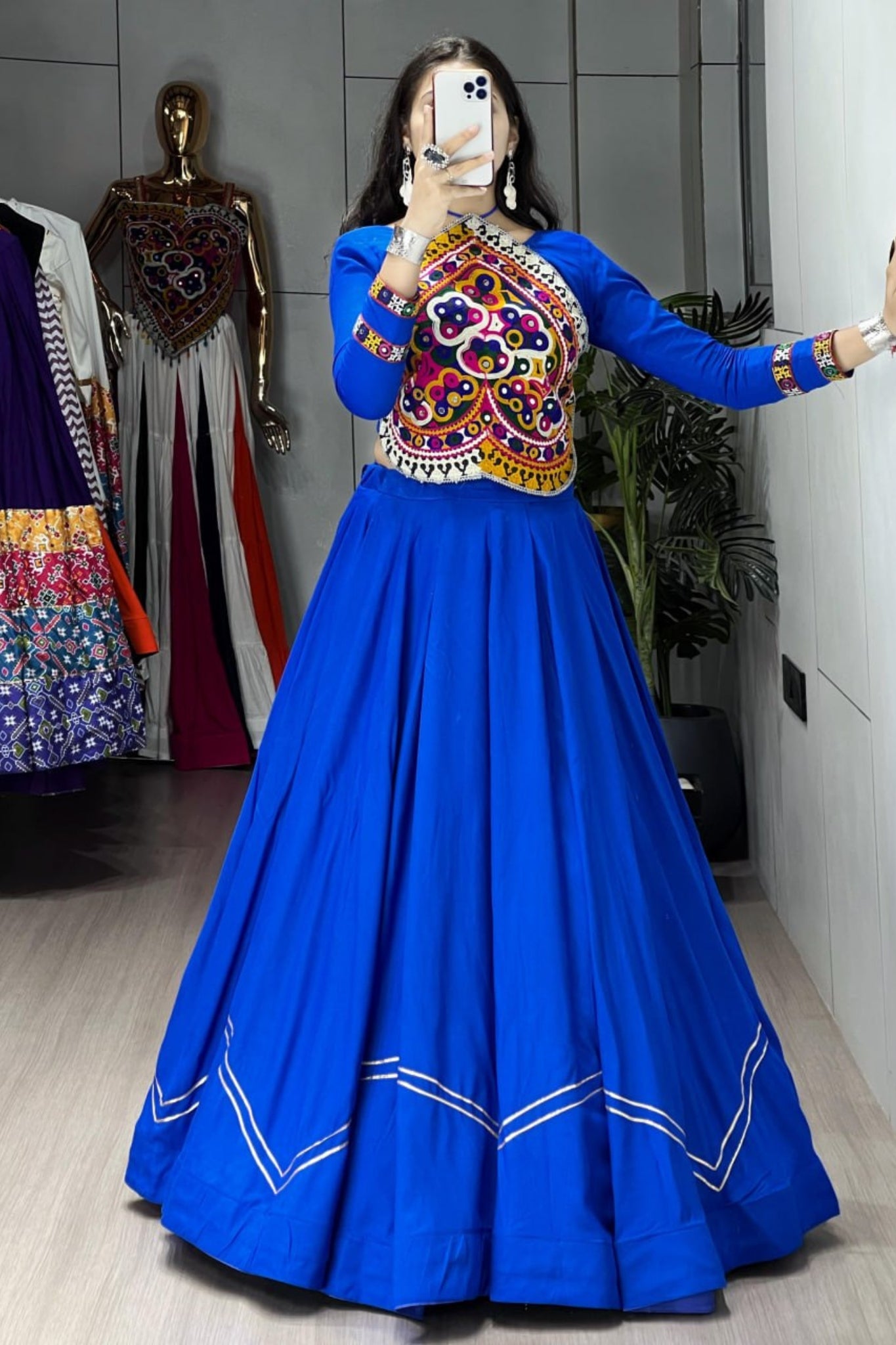 Royal Blue Navratri Lehenga Choli For Women
