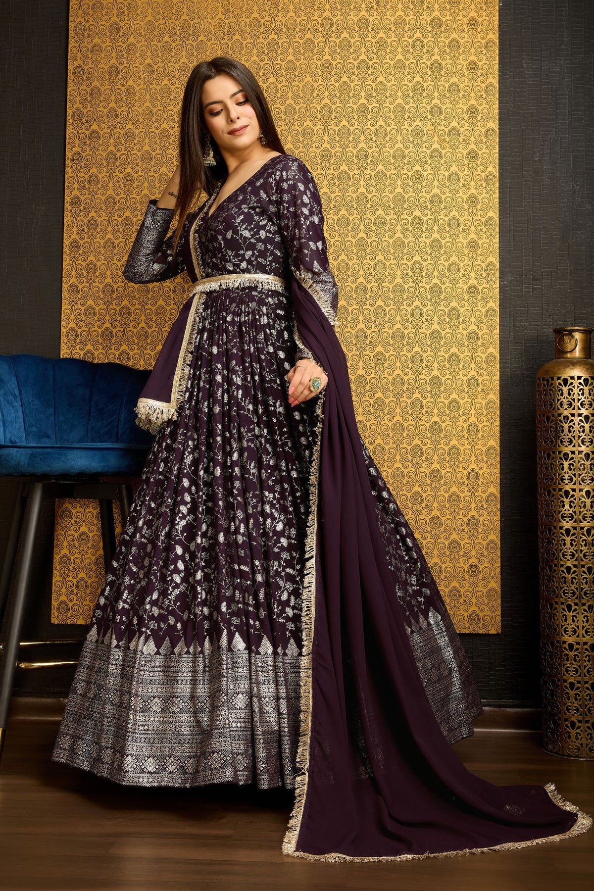 Purple Elegance Designer Anarkali Set
