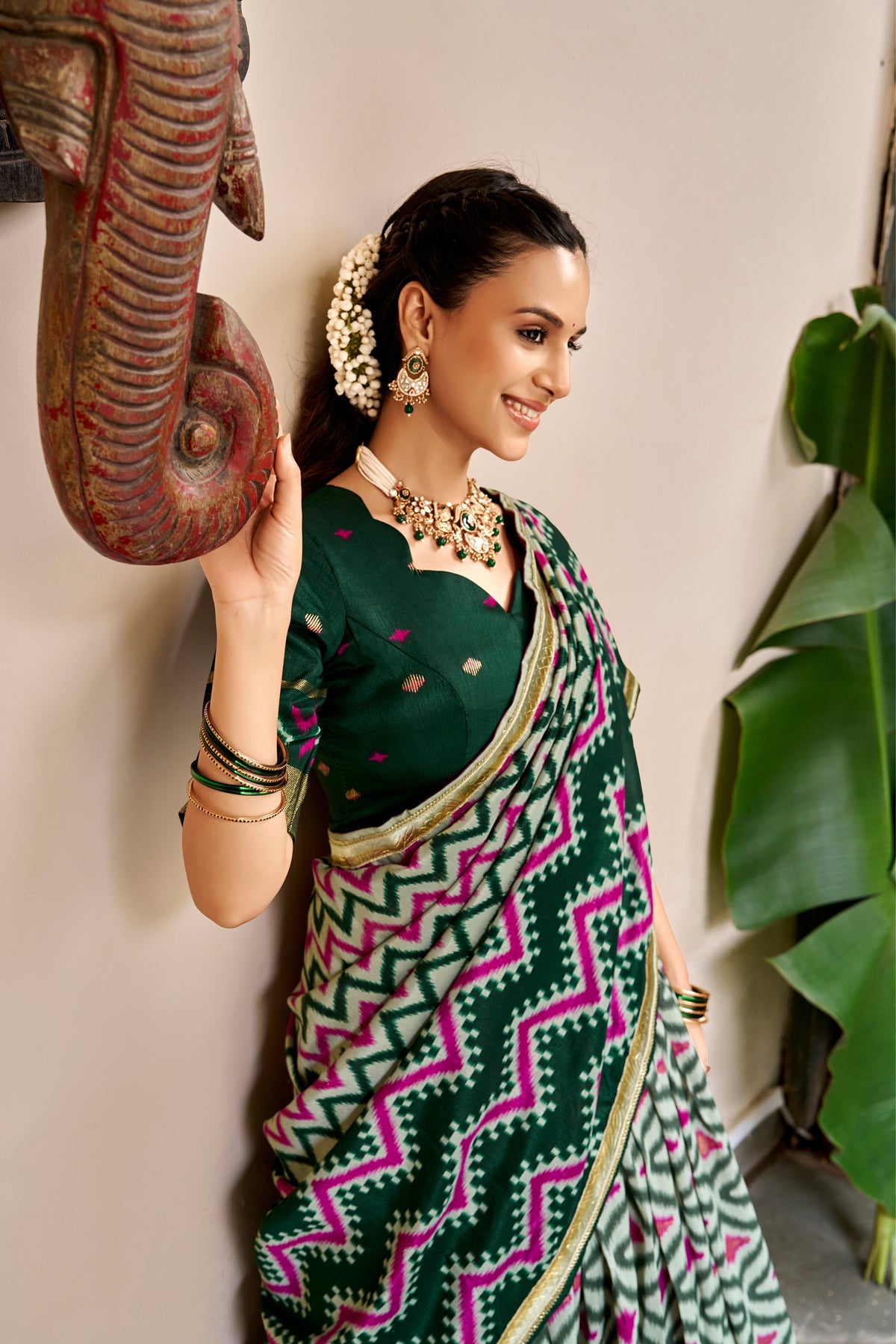 Tasar Silk Ikat Print Designer Lehenga Choli