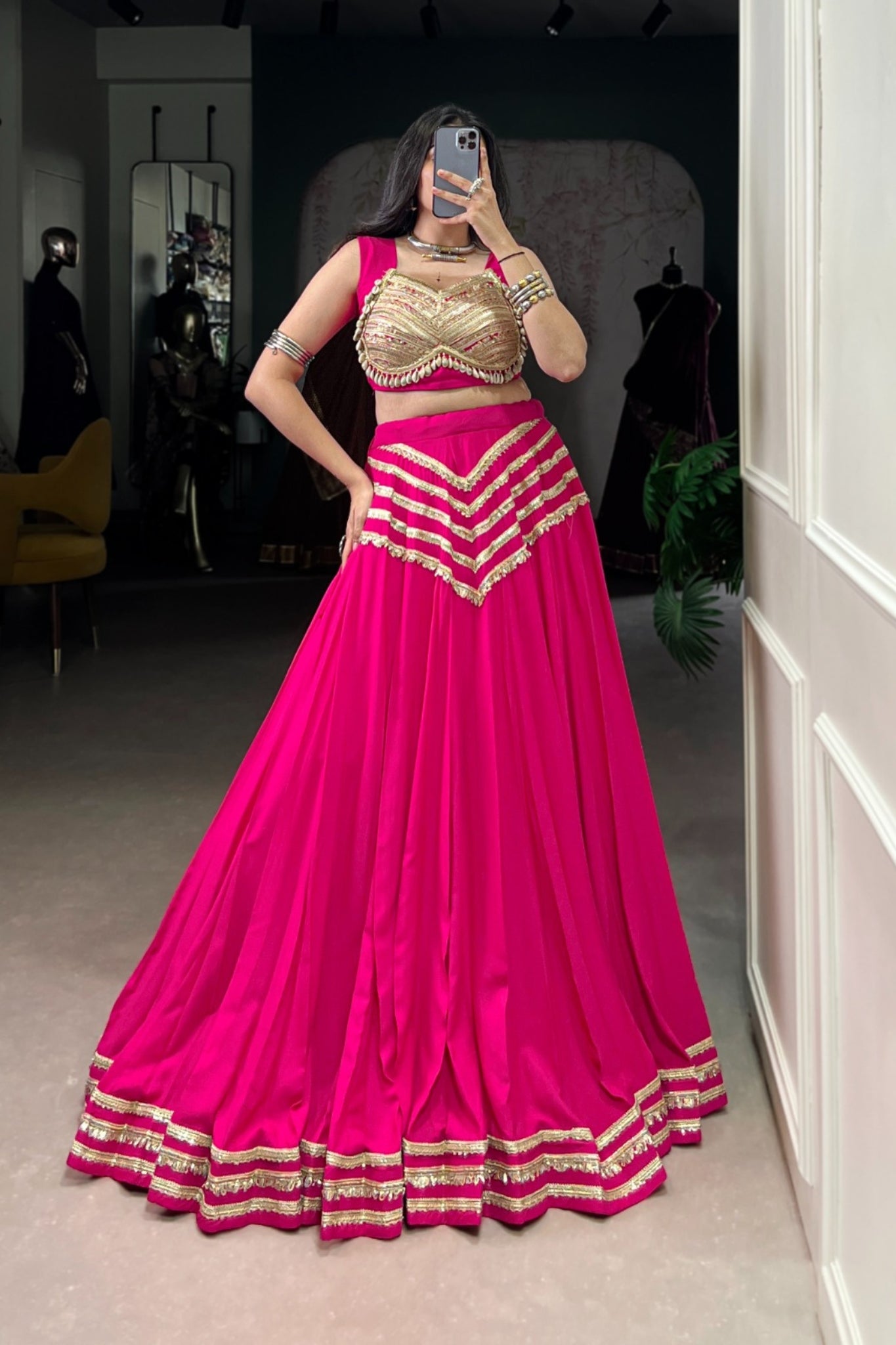 Pink Designer Beautiful Navratri Lehenga Choli Set