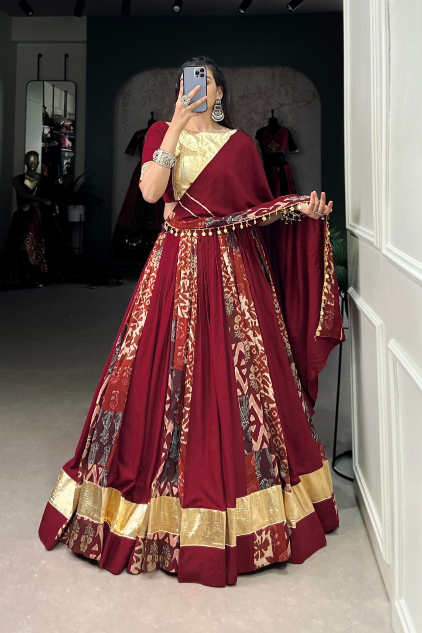 Printed With Embossed Design Lehenga Choli