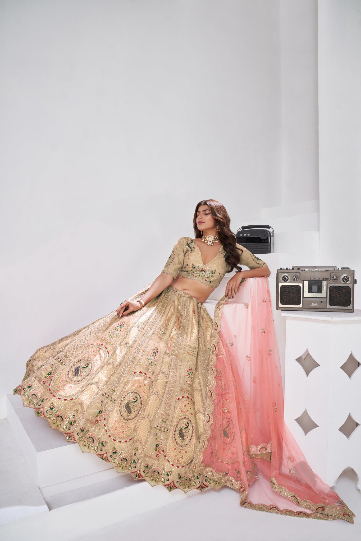Opulent Aura Raw Silk Bridal Lehenga With Peacock And Paisley Motifs