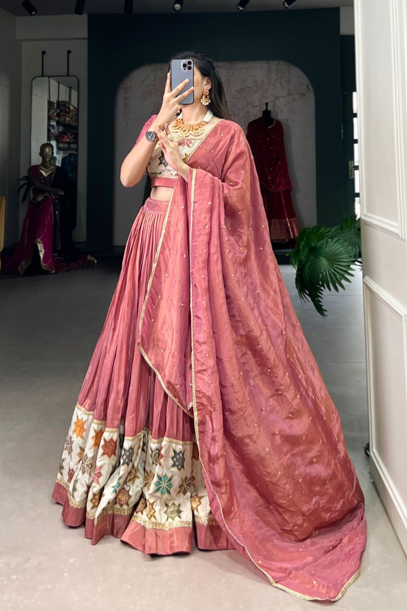 Pure Shimmer Printed Beautiful Wedding Lehenga Choli