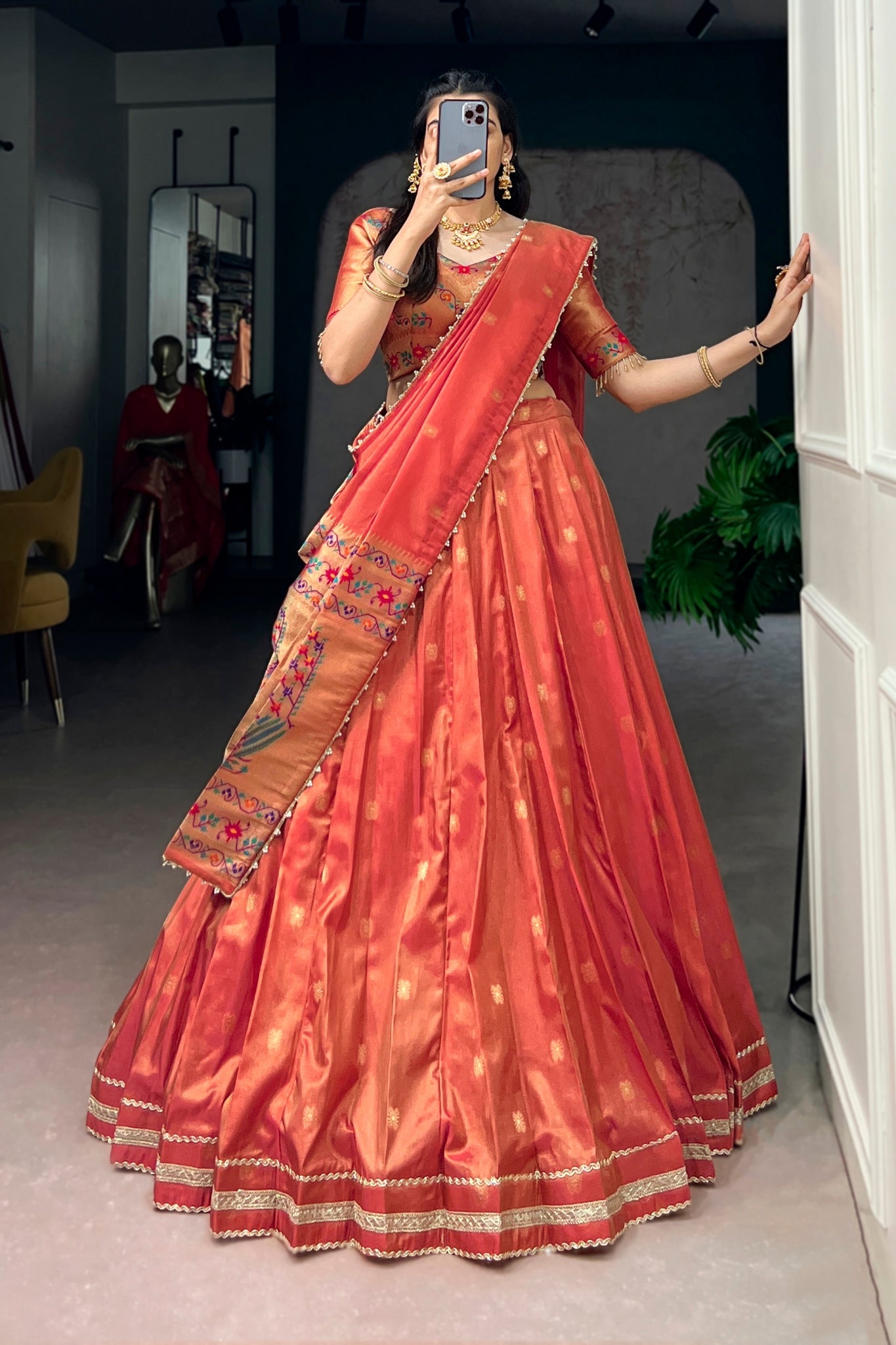 Premium Traditional Zari Weaving Wedding And Festive Wear Paithani Designer Lehenga Choli For Women