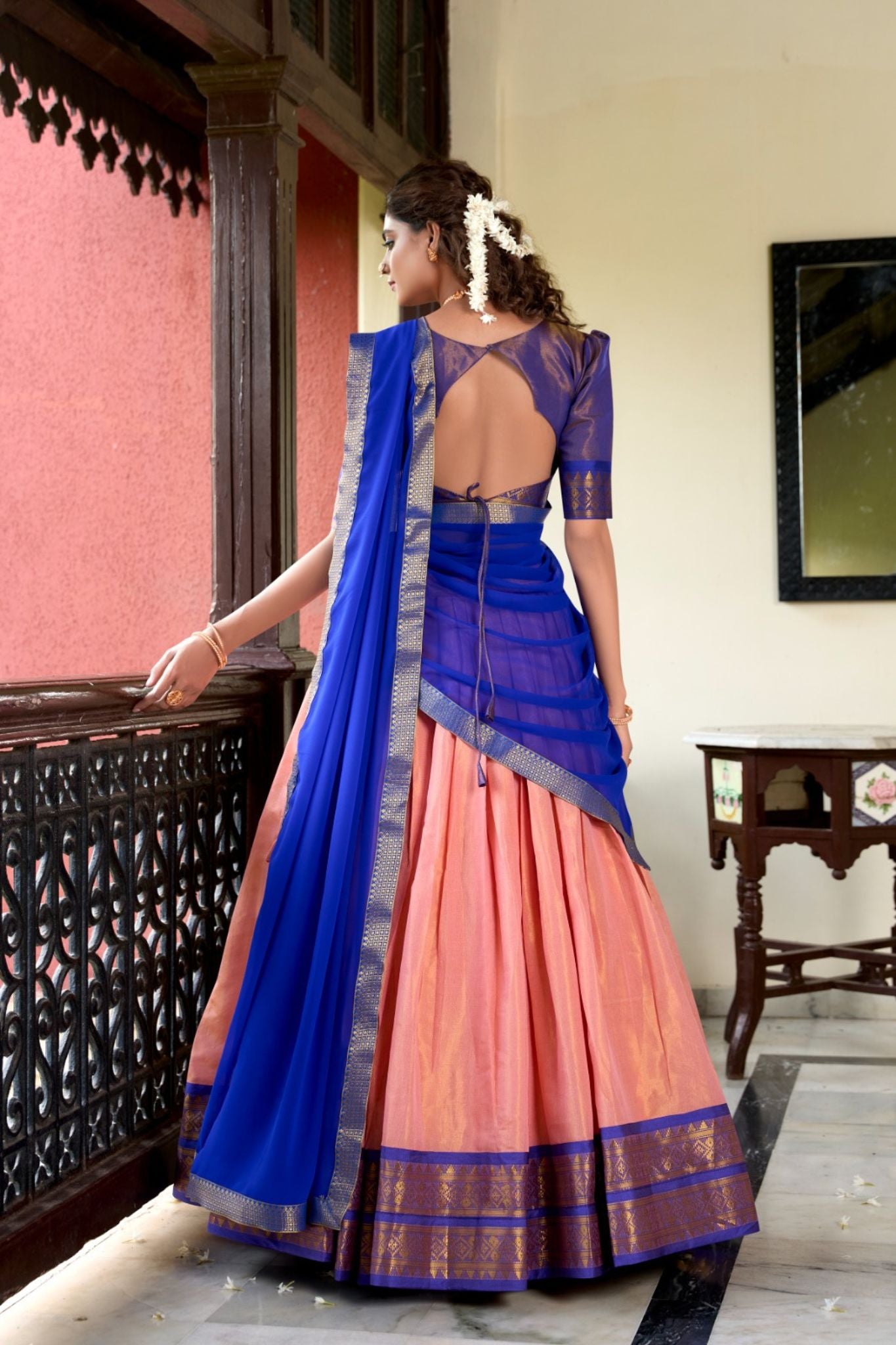 Kanchipuram Zari Weaving Work Lehenga Choli