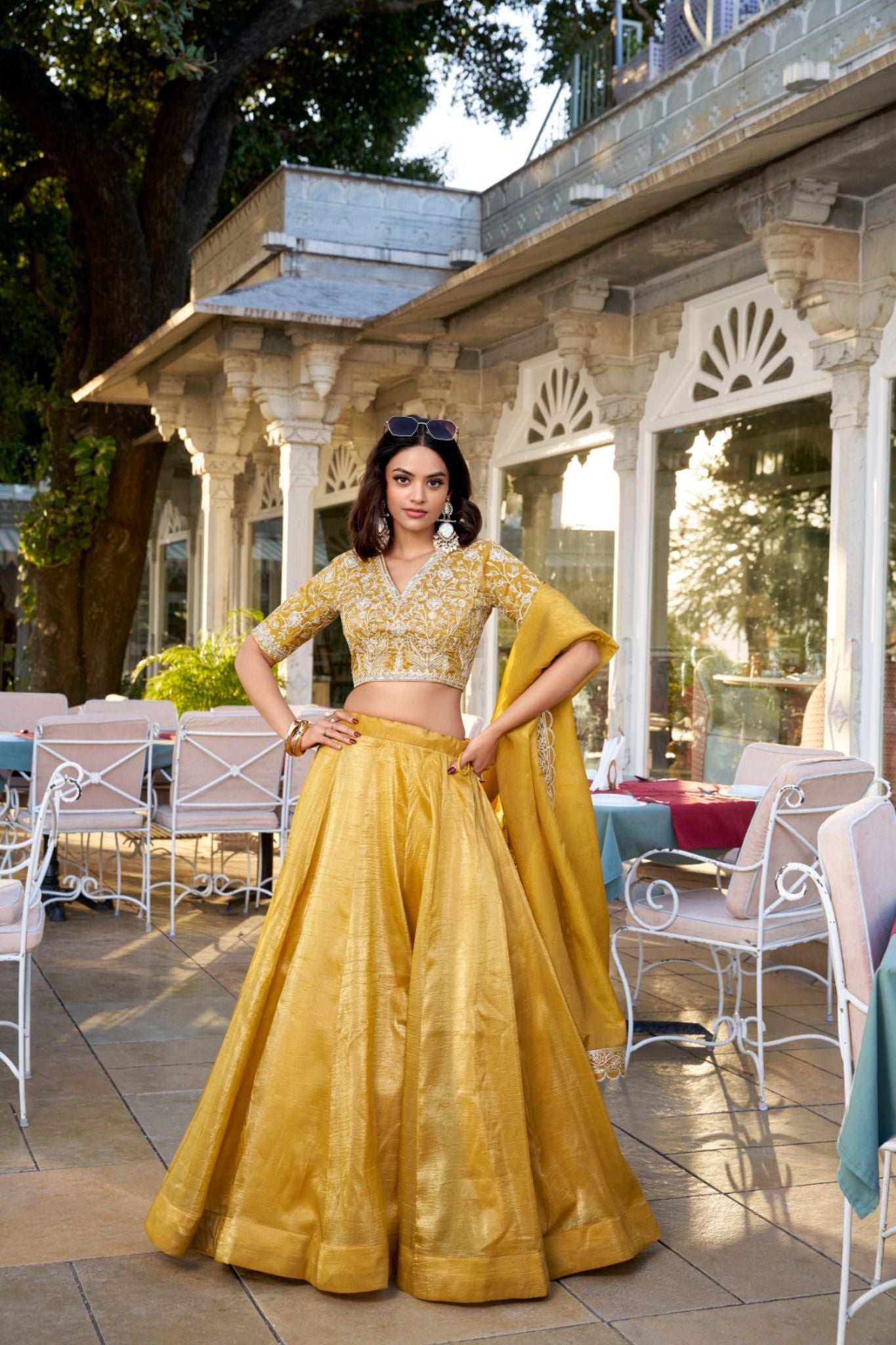 Goldie Sequins With Tread Embroidered Golden Lehenga Choli