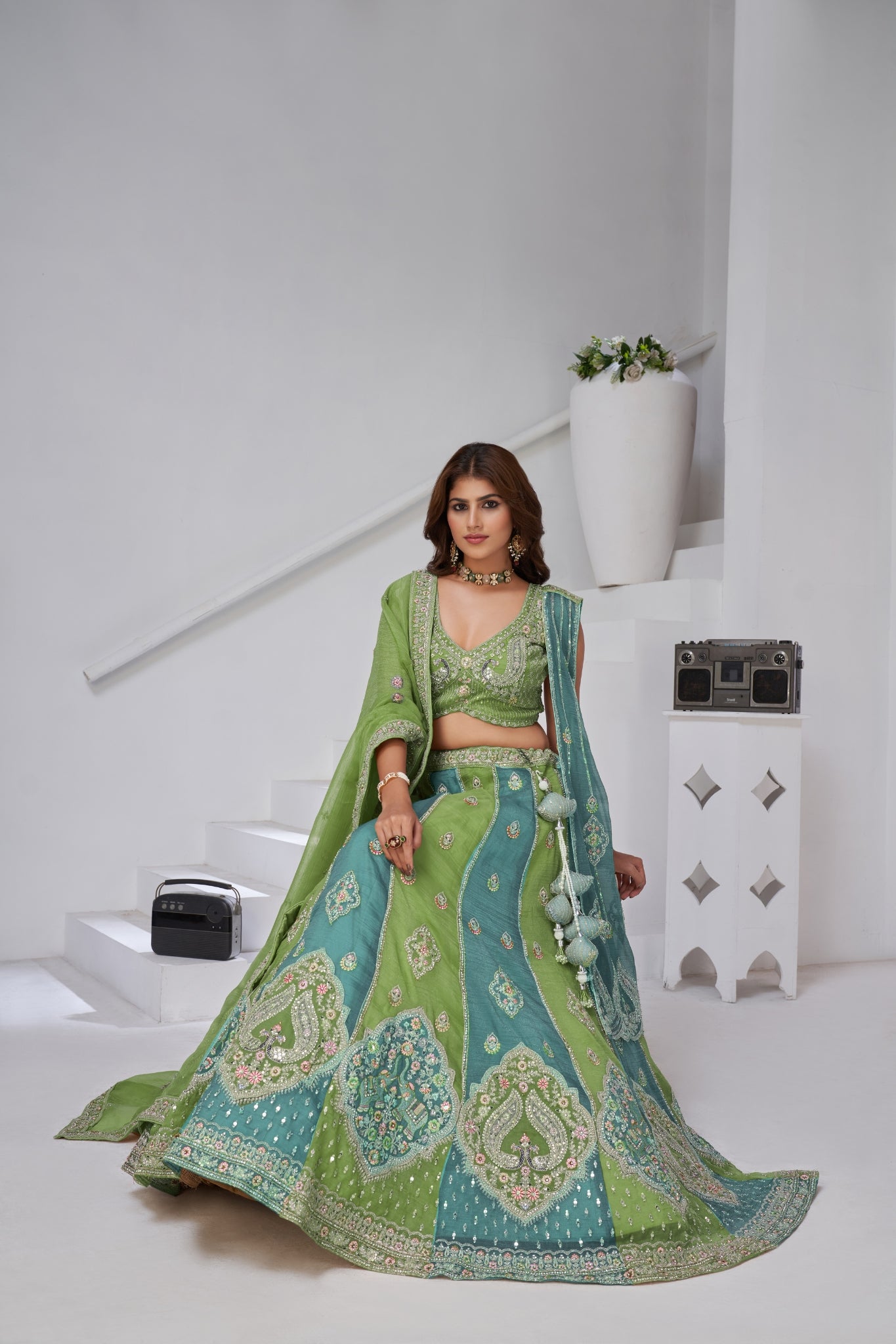 Ethereal Harmony  Double Layered Dupatta Bridal Lehenga