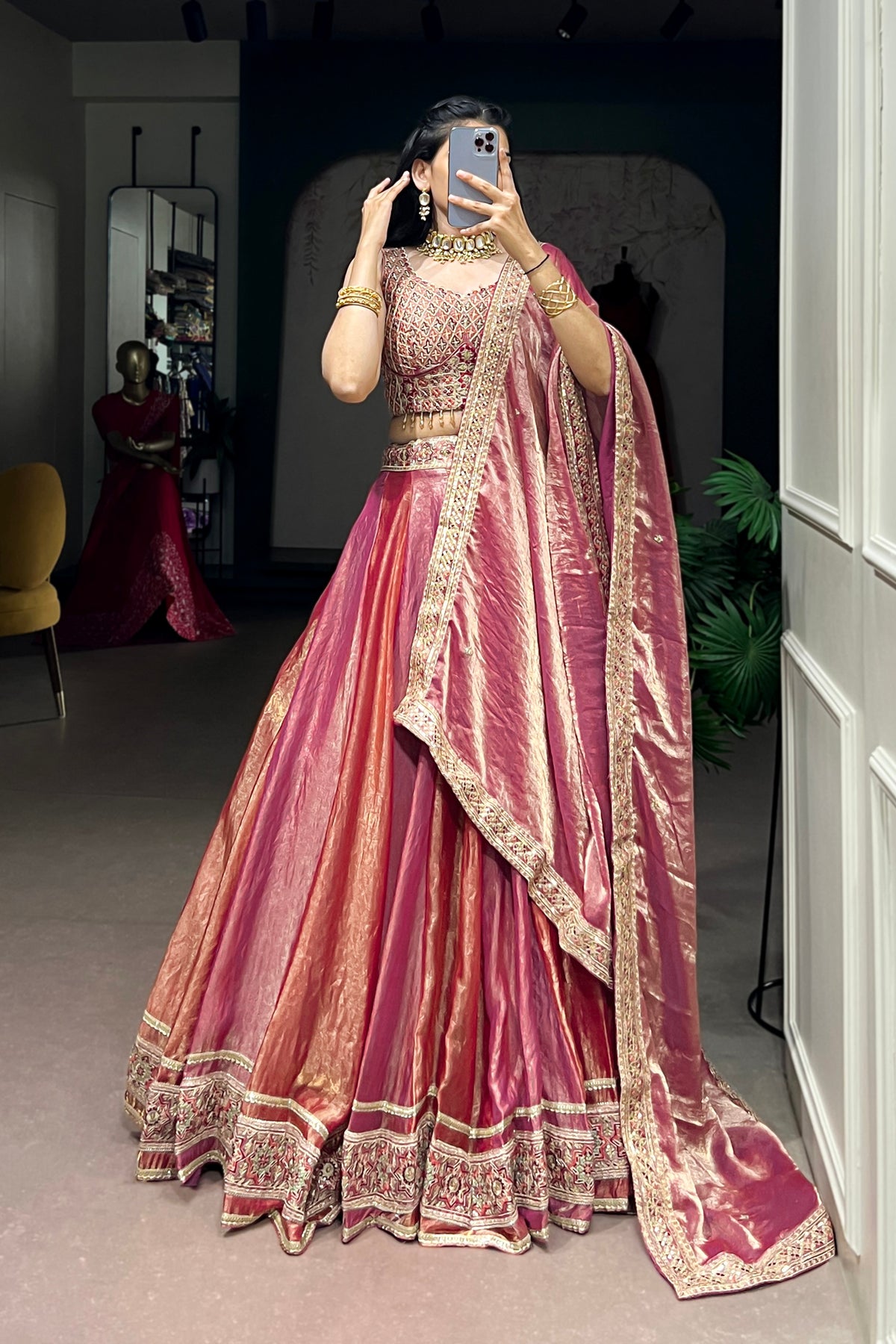 Pink Frendy silk Sequins & Thread Embroidery Designer Lehenga Choli