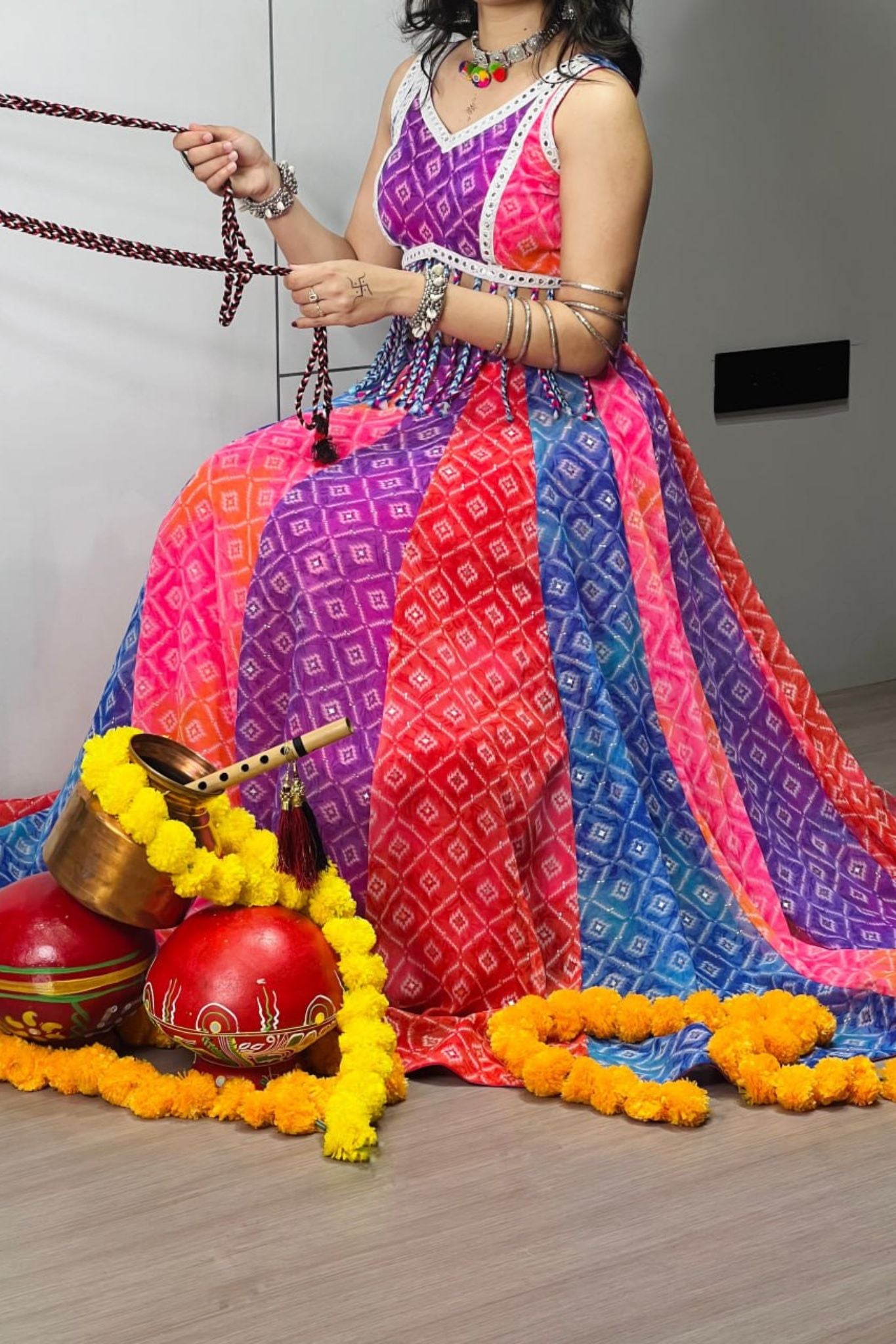 Raasrang Multicolor Foil Print Navratri Designer Lehenga Choli