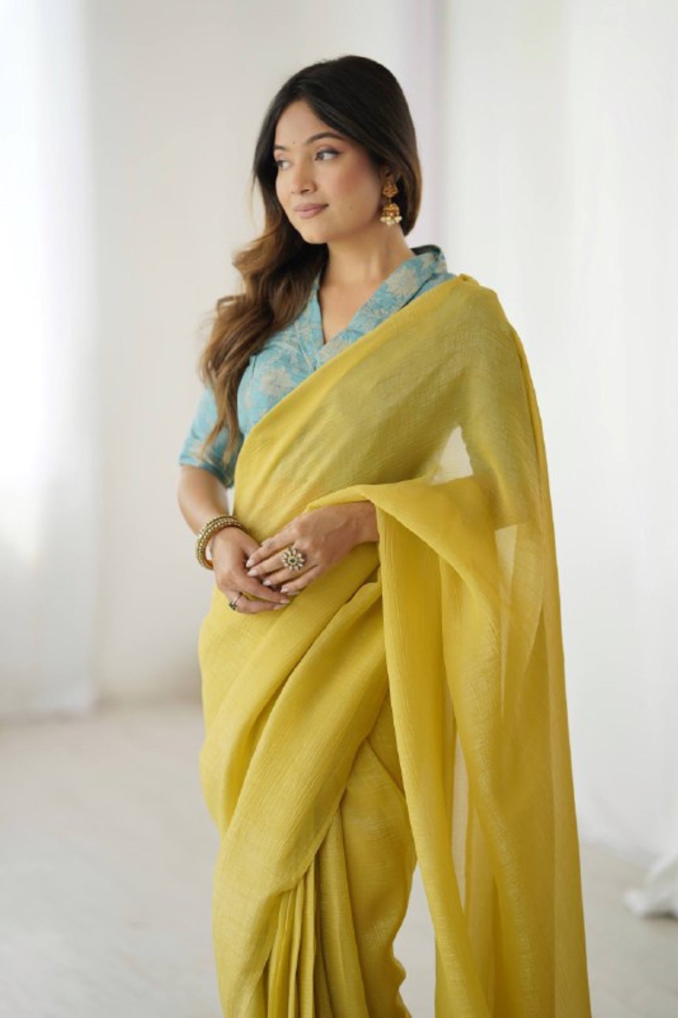 Sparkle Silk Ready To Wear Saree With Heavy Banarasi Blouse