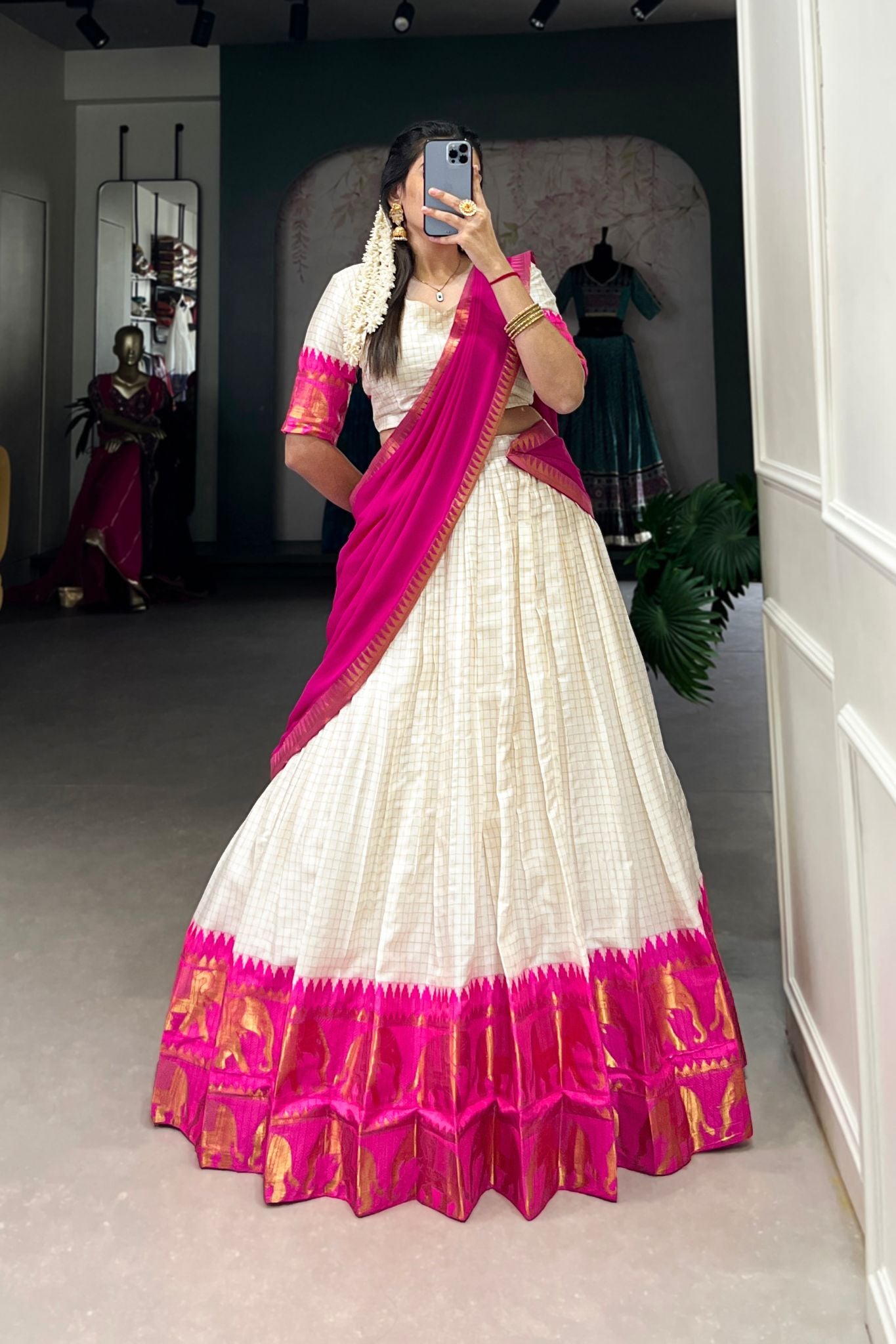 Kalyani Cotton Lehenga Choli Paired With Flowing Georgette Dupatta