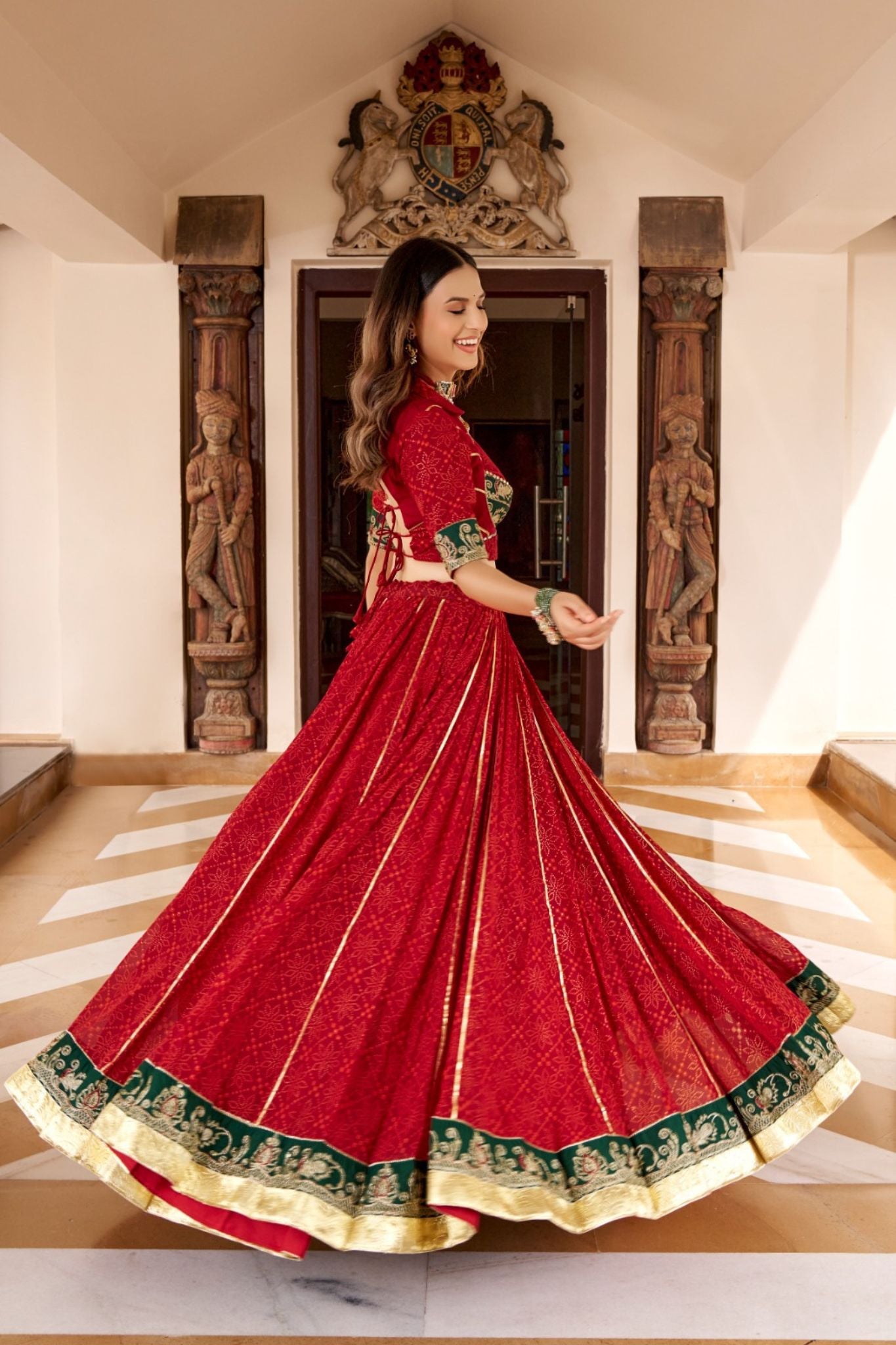 Raasrang Navratri Designer Bandhej Foil Print Traditional Garba Lehenga Choli