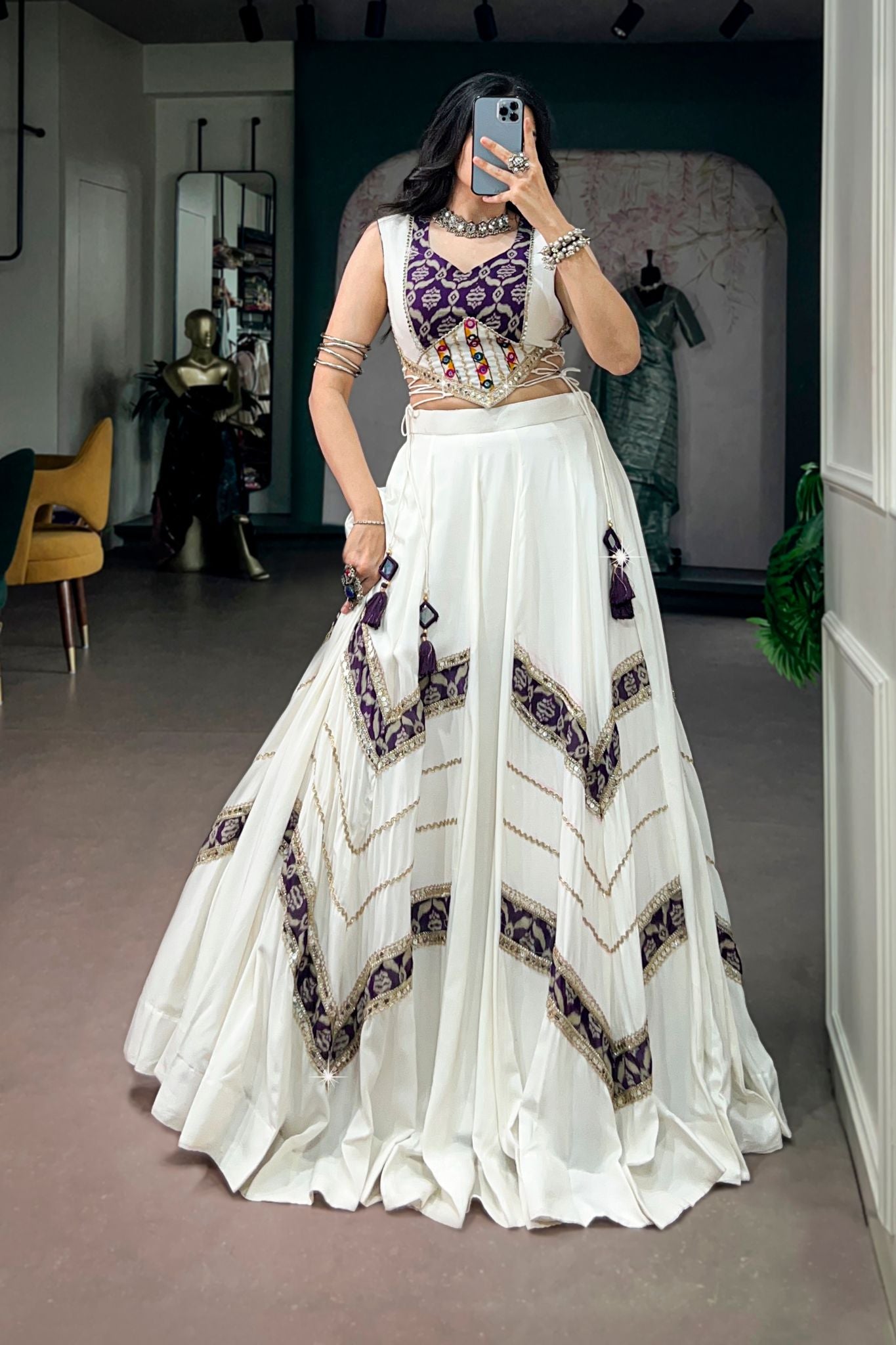 Raasrang Royal White Navratri Designer Lehenga Choli For Women