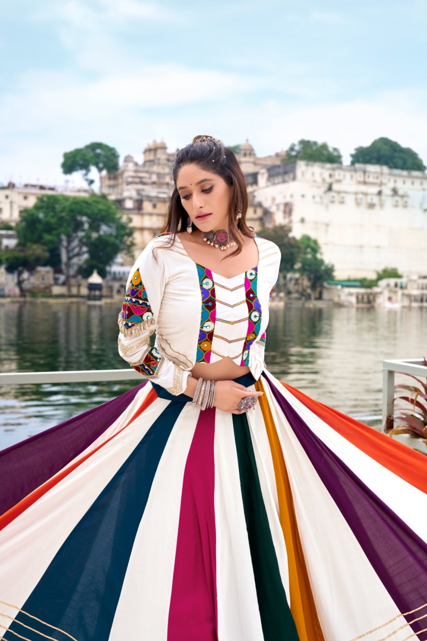 Pure Rayon Original Mirror With Gamthi Work Navratri Lehenga Choli