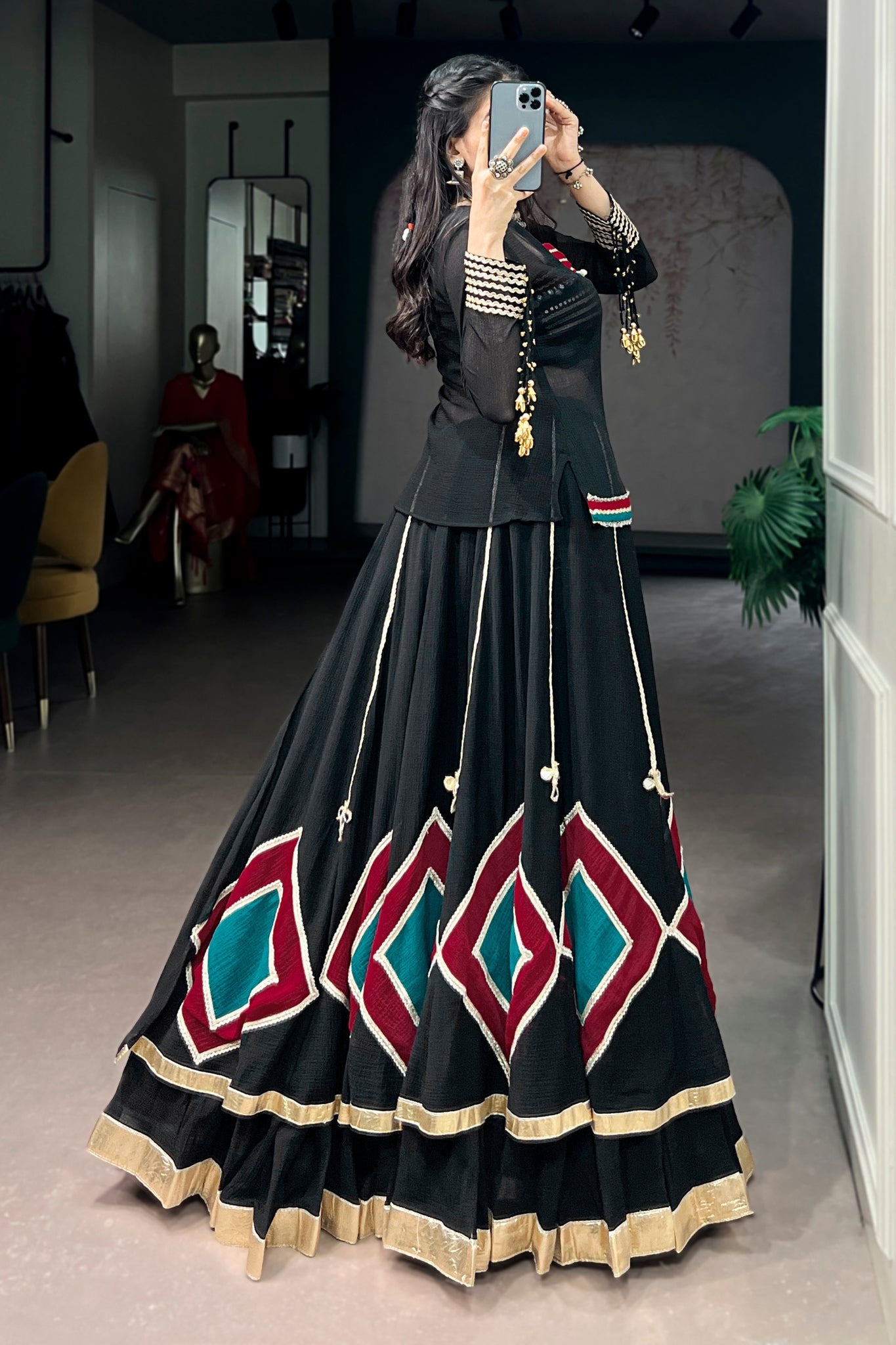 Raasrang Designer Black Navratri Lehenga Choli For Women