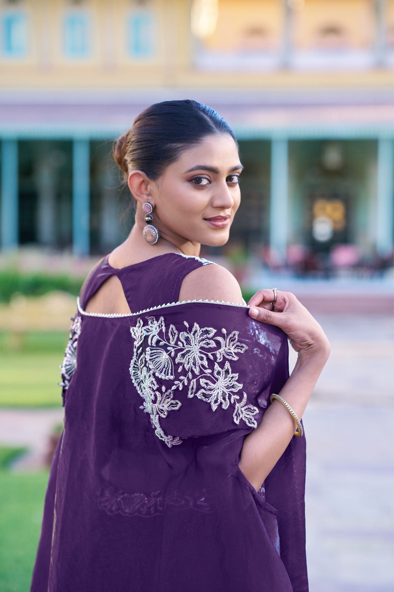 Premium Fendi Silk Lehenga Choli Set With Embroidered Shrug