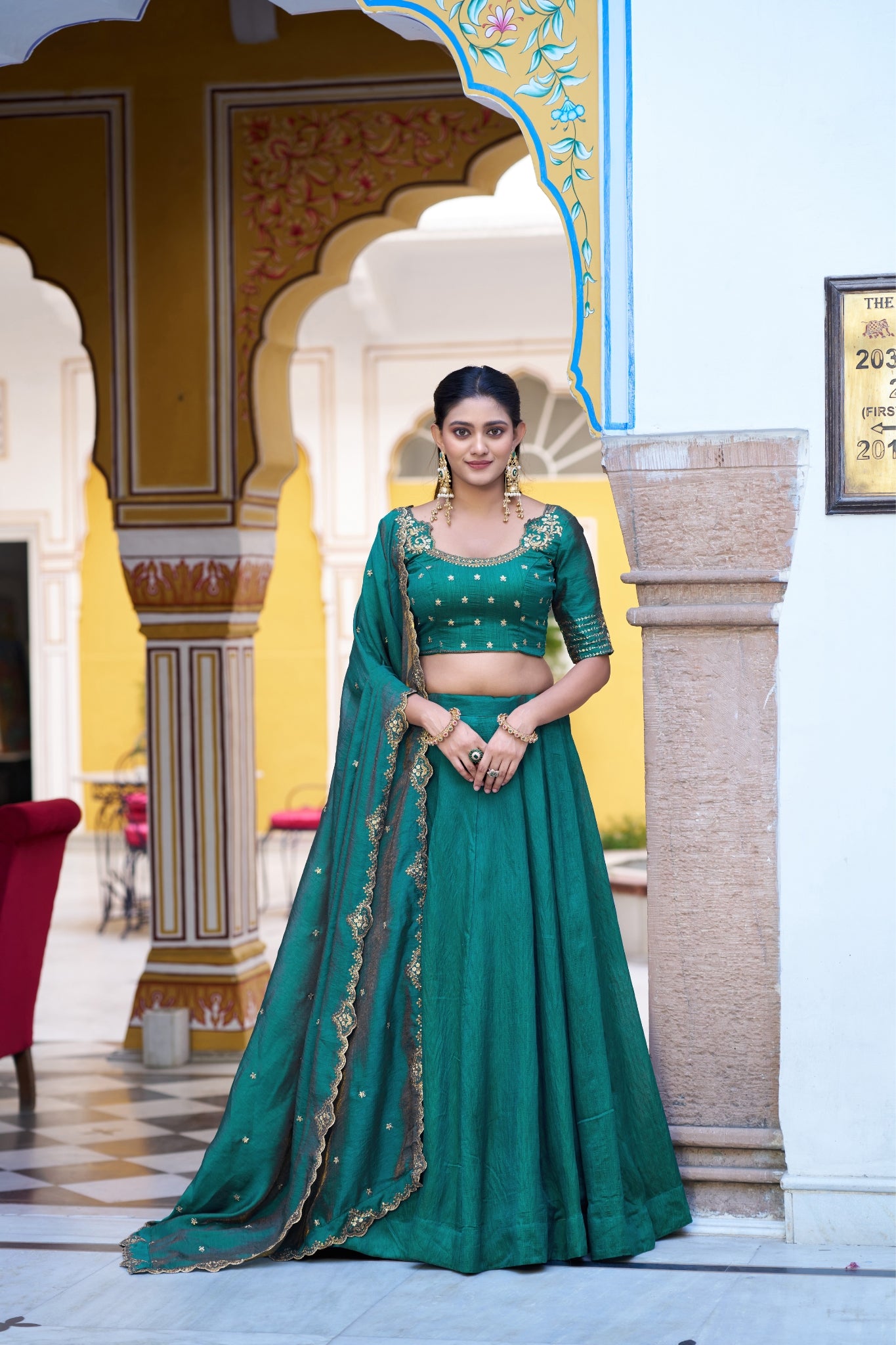 Designer Silk Lehenga Choli For Women With Sequins Thread Embroidery Dupatta
