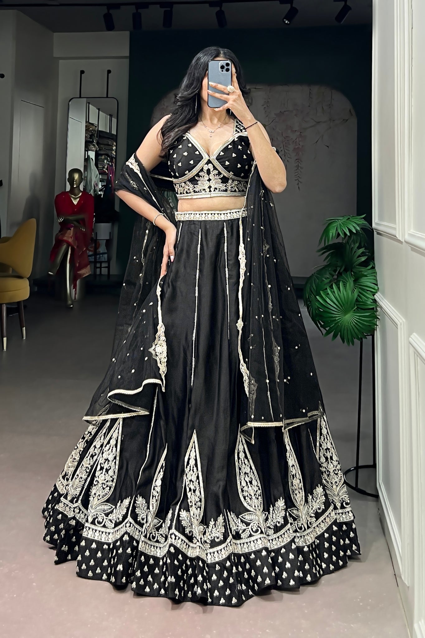 Acriine Luxe Black Naysha Silk Designer Lehenga Choli With Thread & Sequins Embroidery