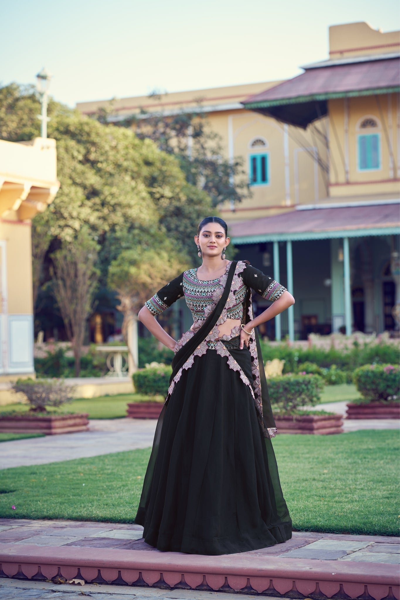 Premium Black Designer Lehenga Choli With Thread Sequins Embroidery For Women
